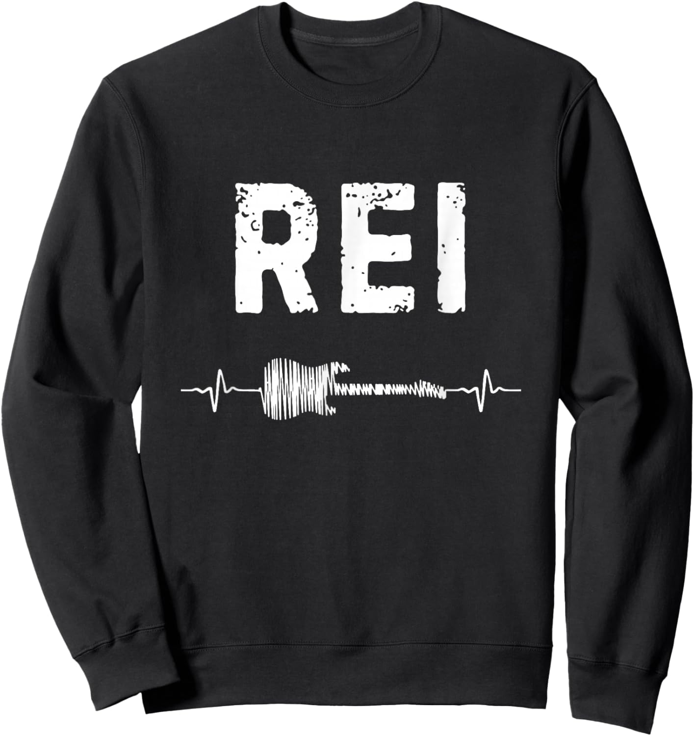 Rei Guitar Heartbeat Music Guitarist Retro Vintage Sweatshirt - Sweatshirt | Black