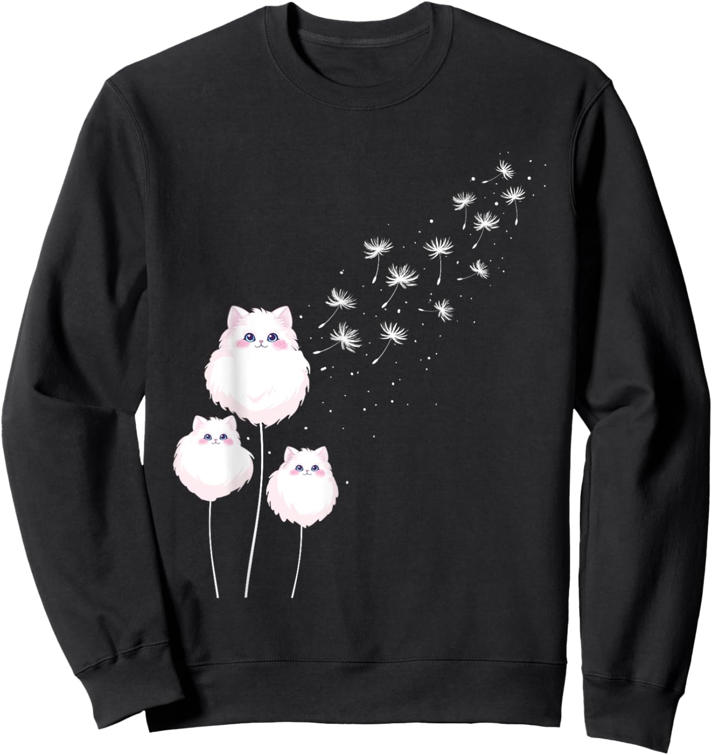 Cute Cat Dandelions - Cat Lover Kitten Owner Kitty Men Women Girls Kids Sweatshirt - Sweatshirt | Black