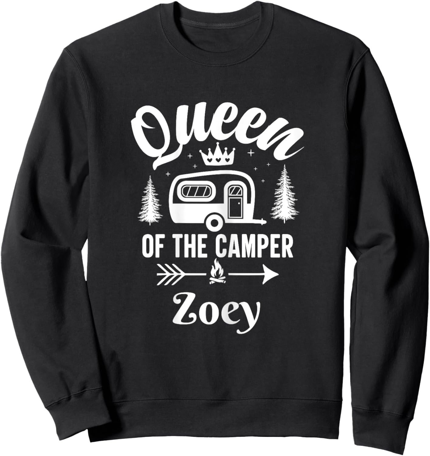 Queen of the Camper Zoey, Camping Outfit Adventure Nature Sweatshirt - Sweatshirt | Black