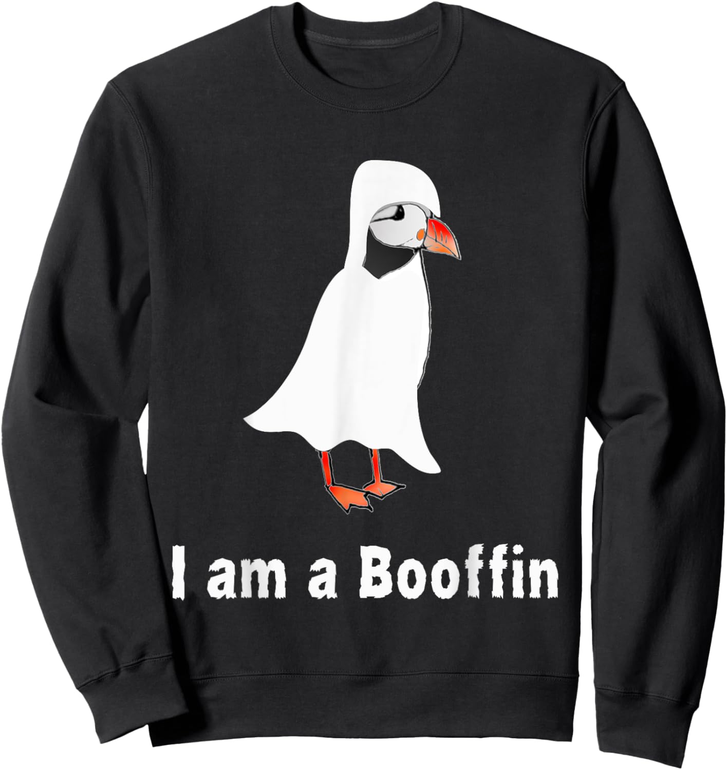 Funny Halloween Puffin lover costume Puffin pun boo sheet Sweatshirt - Sweatshirt | Black