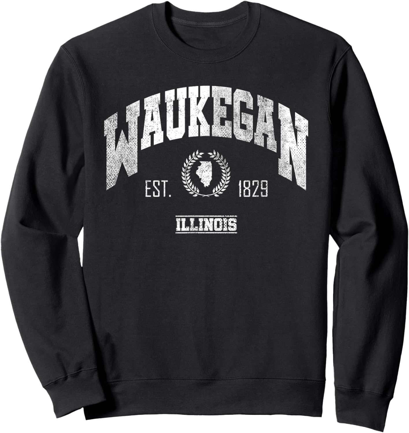 Waukegan IL | Illinois | Vintage Throwback Sweatshirt - Sweatshirt | Black