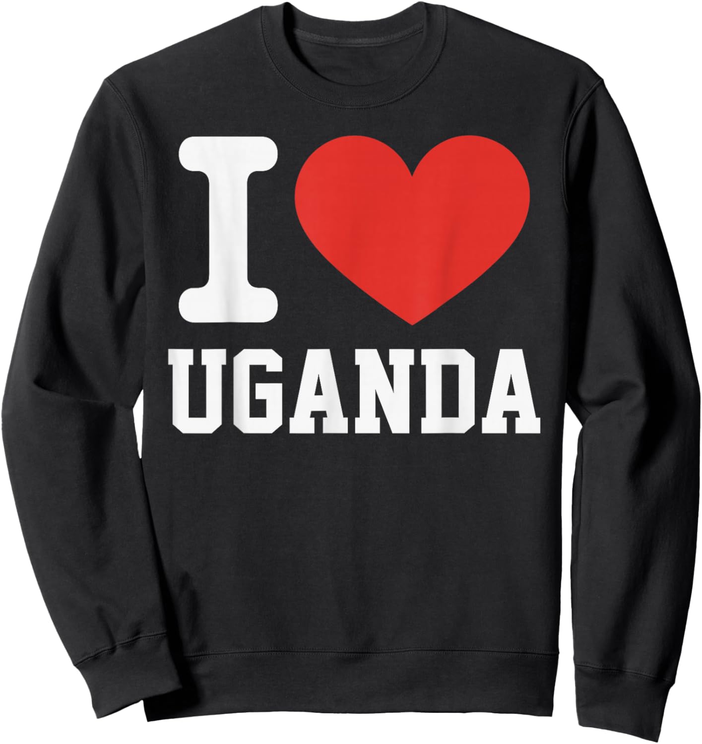 I Love Uganda Heart Souvenir Lovers Pride Travel Sweatshirt - Sweatshirt | Black