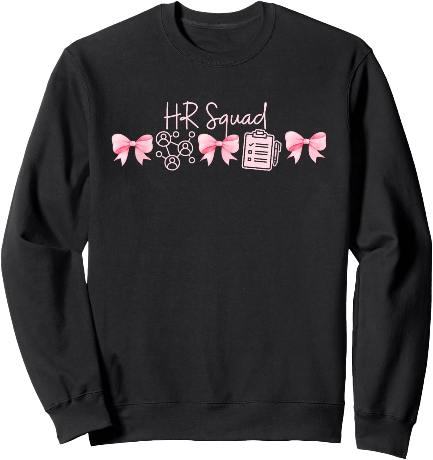 Coquette Human Resources HR Squad Pink Bows Clipboard Sweatshirt - Sweatshirt | Black