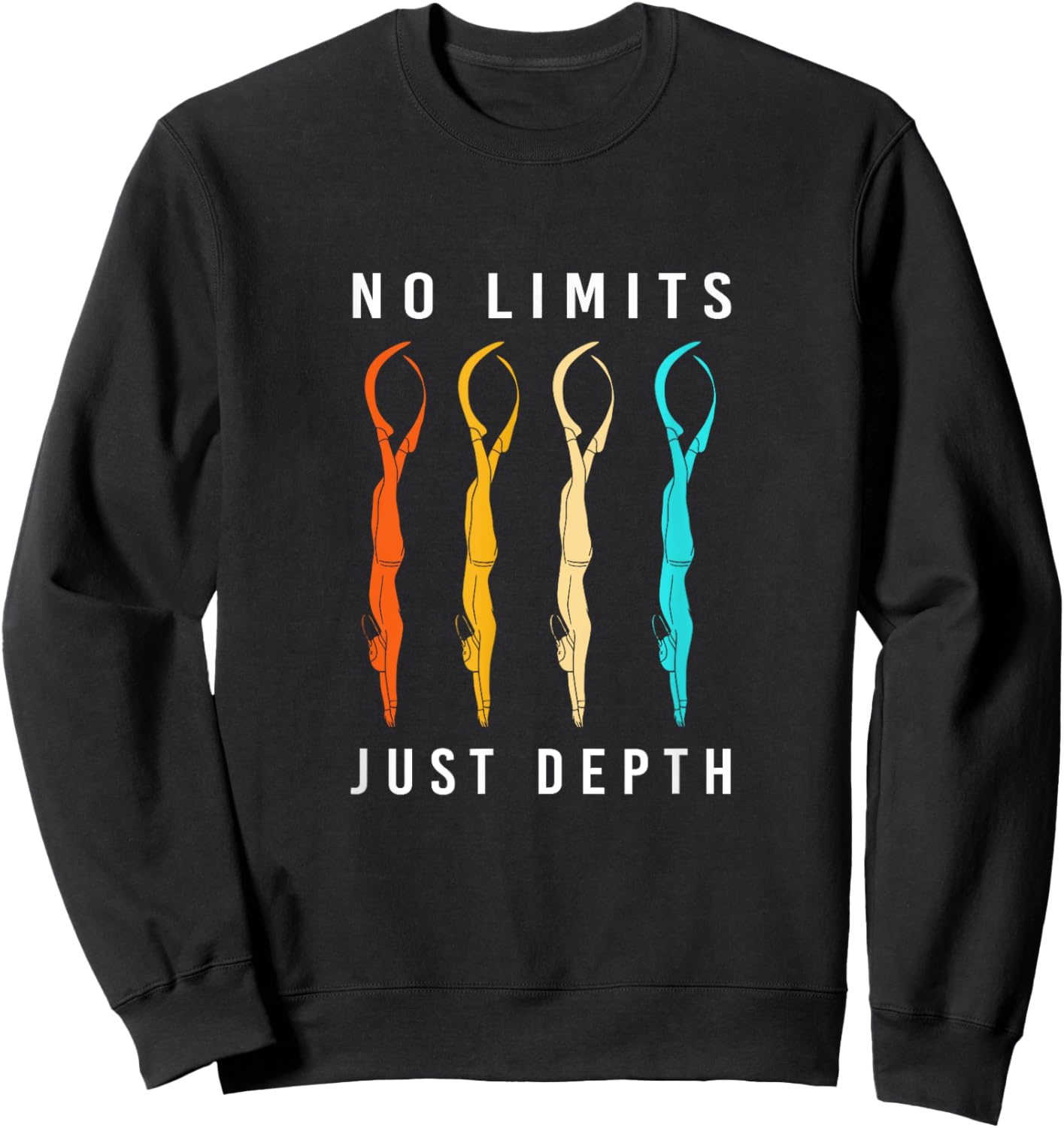 No Limits Just Depth Free Diving Retro Freedive Sweatshirt - Sweatshirt | Black