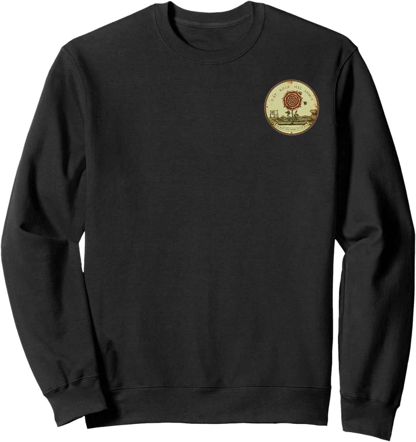 Dat Rosa Mel Apibus Rosicrucian Motto Rose Emblem Discreet Sweatshirt - Sweatshirt | Black