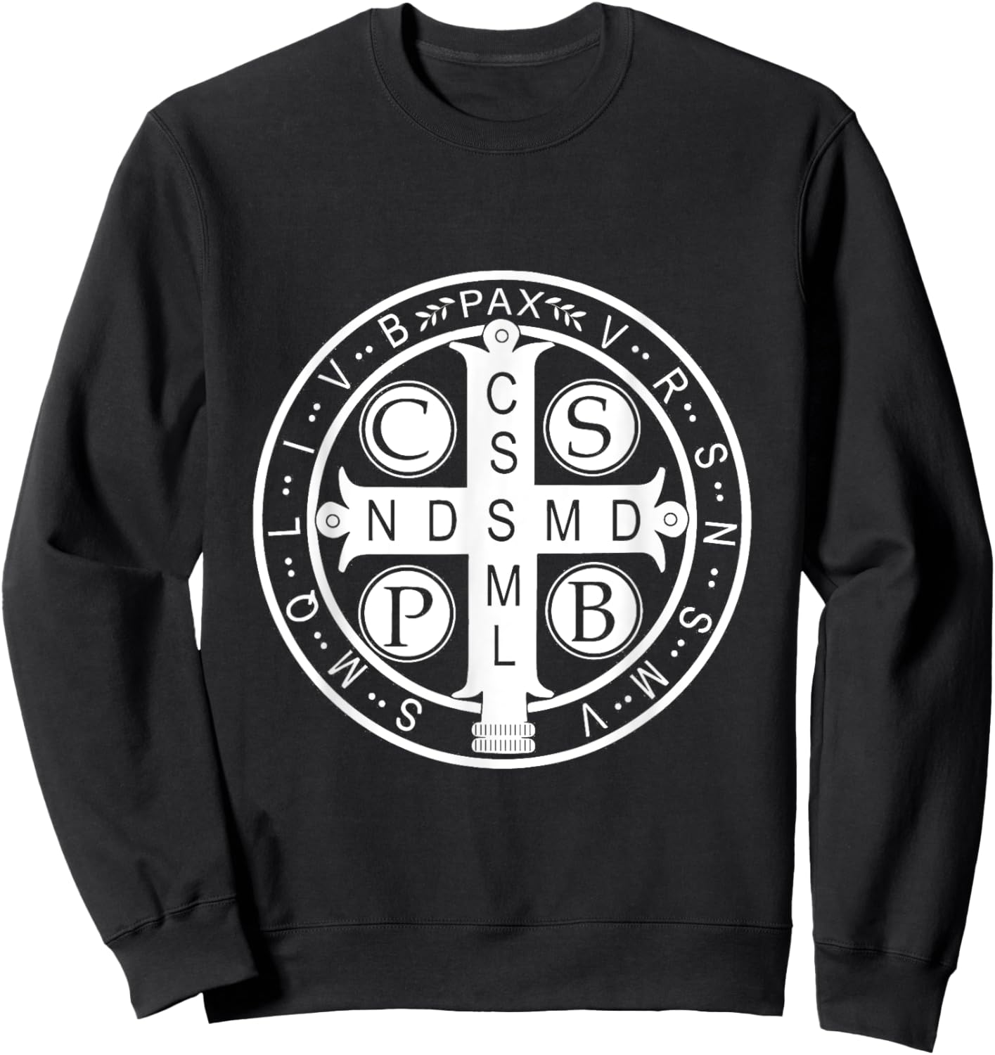 St. Benedict Medal - Traditional Latin Catholic Christian Sweatshirt - Sweatshirt | Black