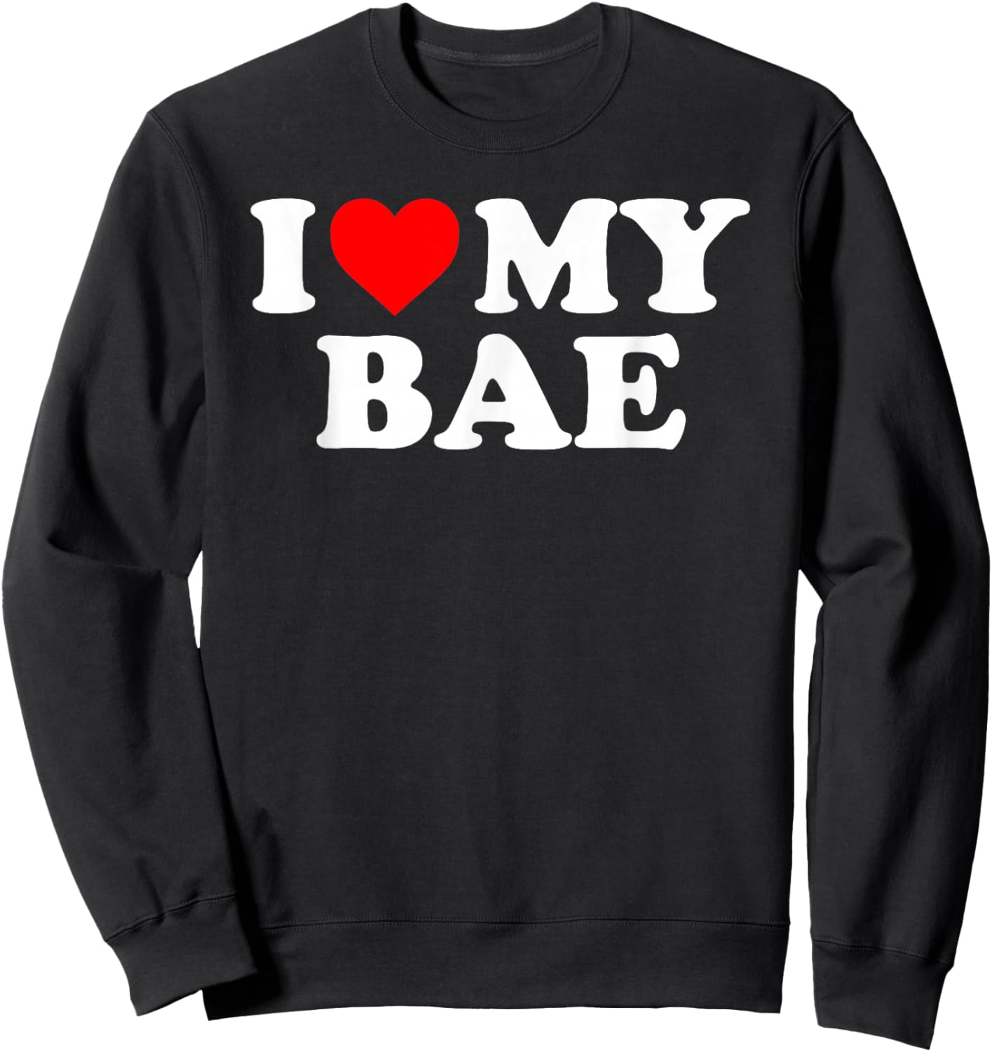 I Love My Bae - Red Heart Sweatshirt - Sweatshirt | Black