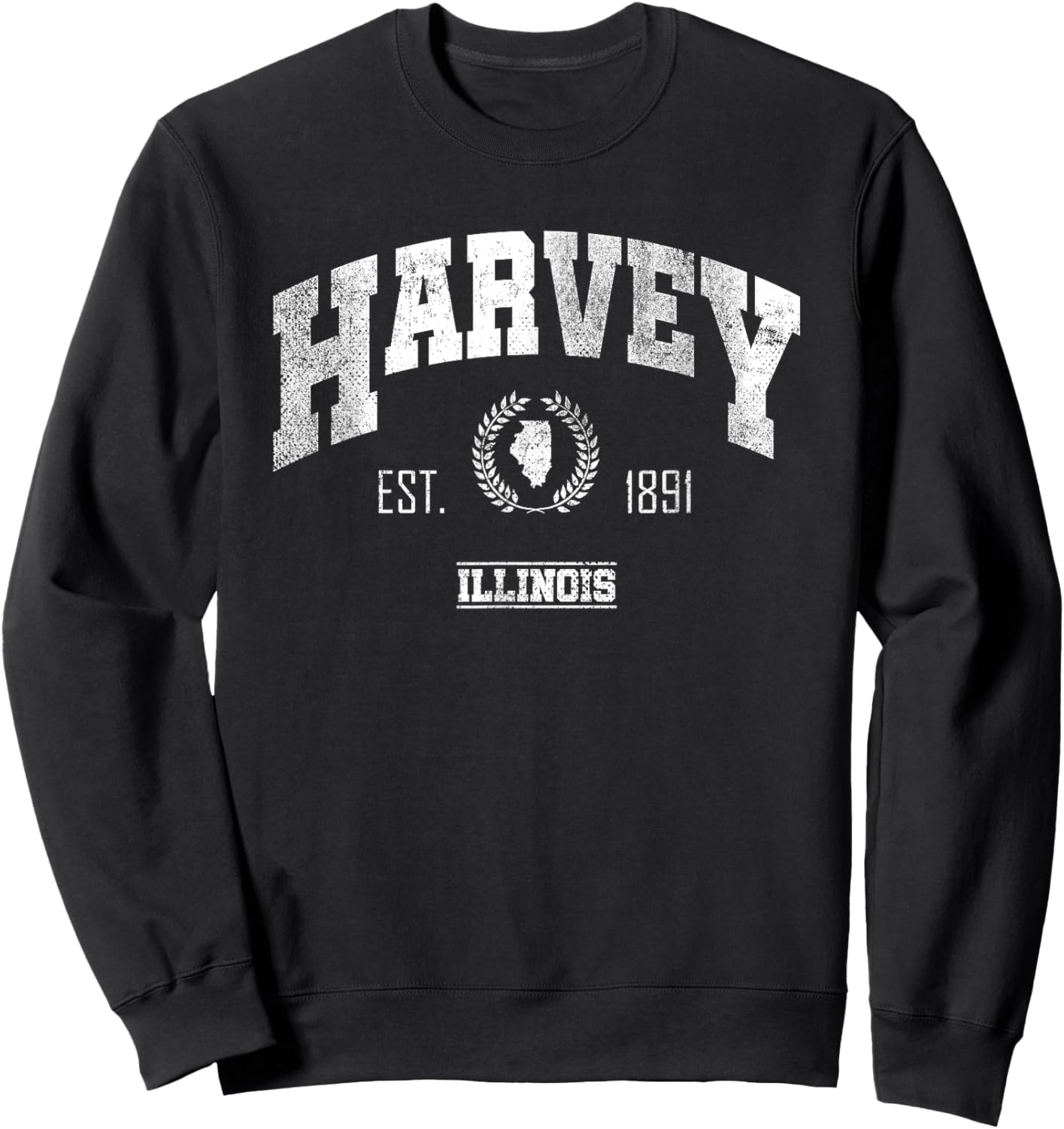 Harvey IL | Illinois | Vintage Throwback Sweatshirt - Sweatshirt | Black