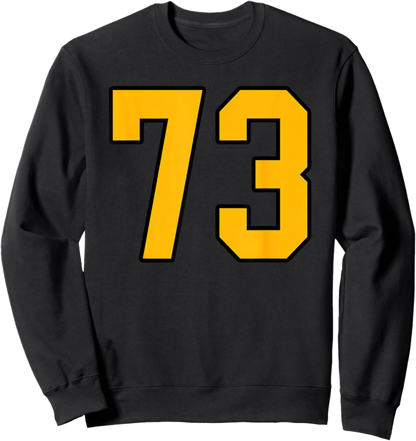 Gold and Black Sports Number 73 Jersey Uniform Player Sweatshirt - Sweatshirt | Black