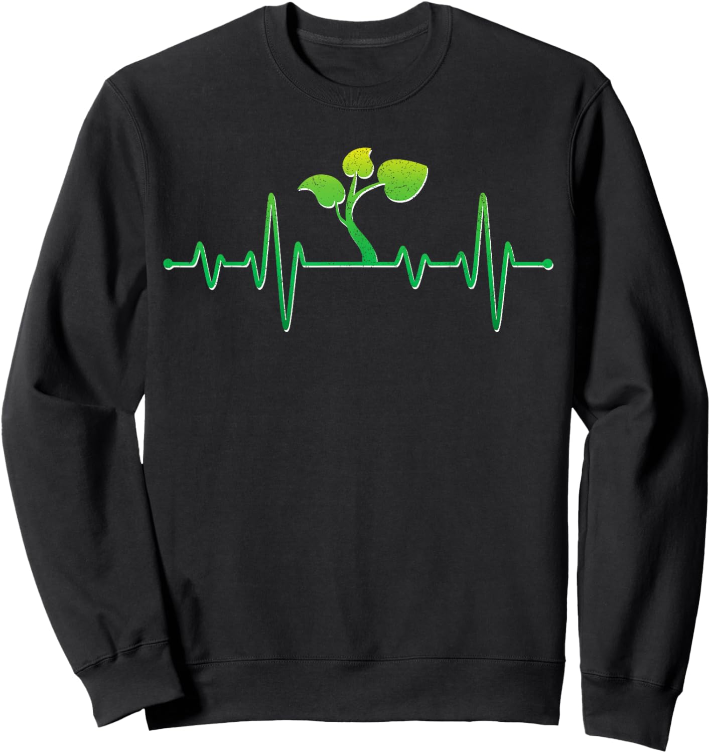 Garden Plant Lover Heartbeat Lawn Mowing Planting Gardener Sweatshirt - Sweatshirt | Black