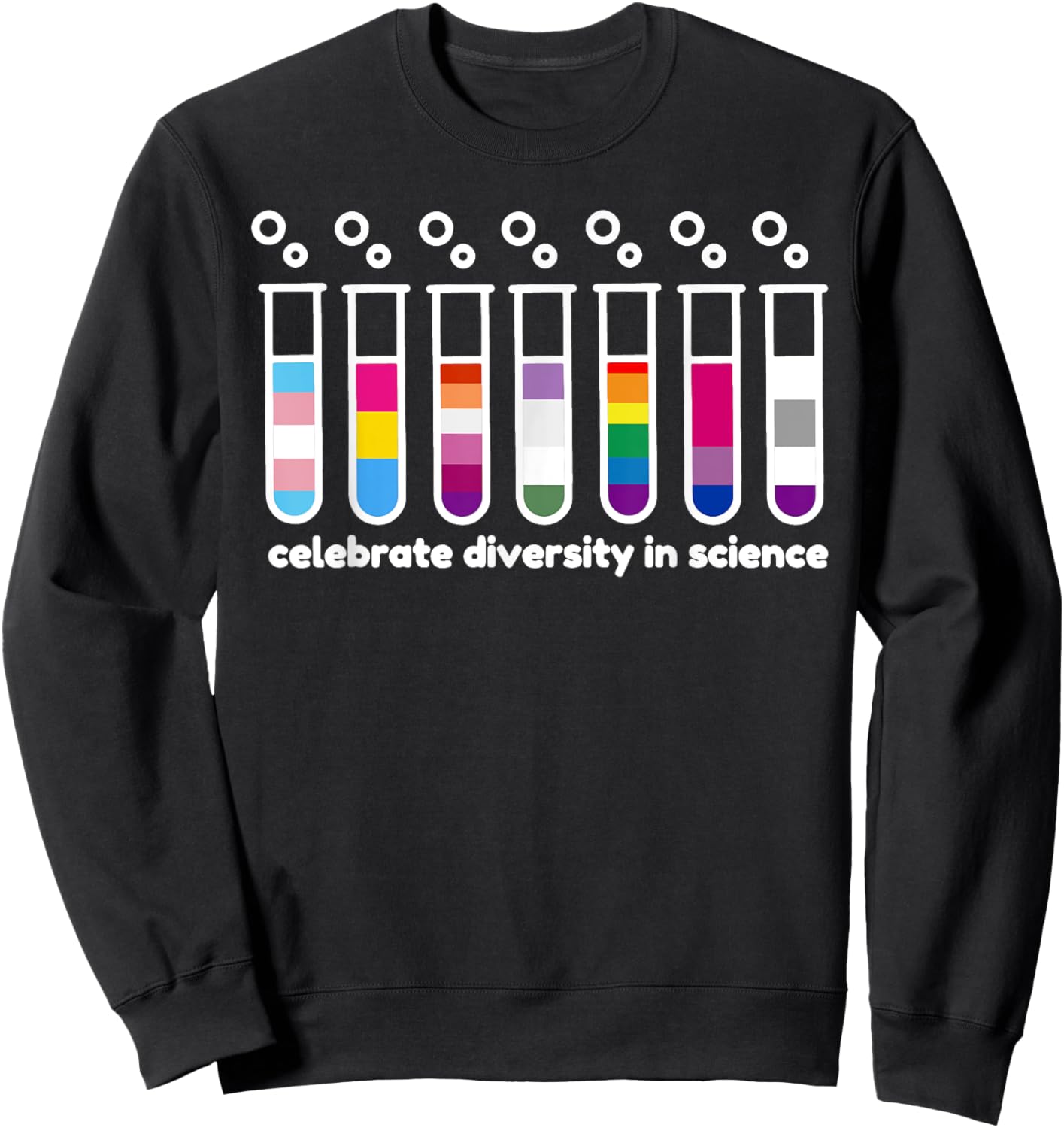 Diversity In Science , Gay Pride Flag Colors Featured in Tes Sweatshirt - Sweatshirt | Black