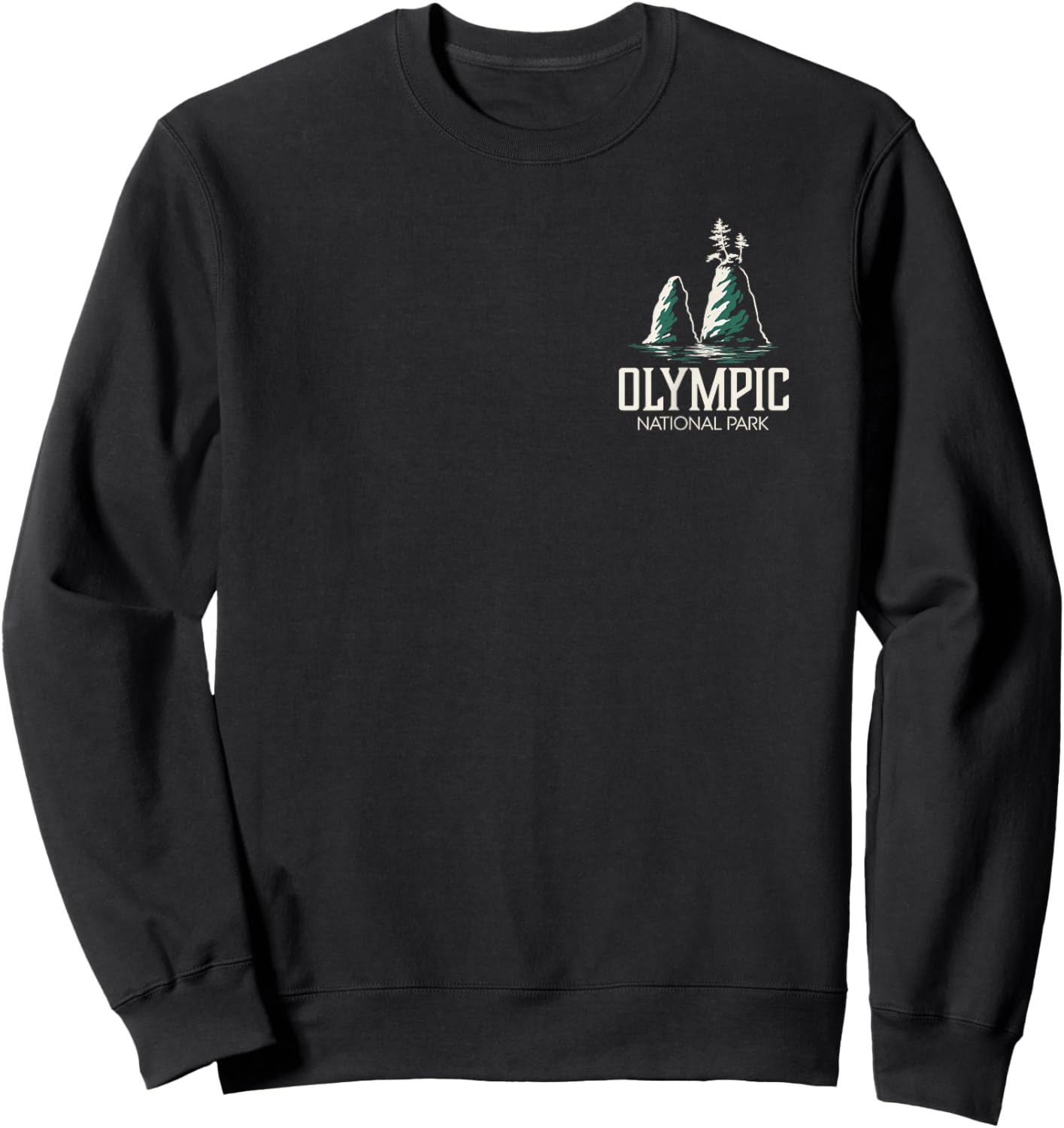 Olympic National Park Washington (Design on Front and Back) Sweatshirt - Sweatshirt | Black