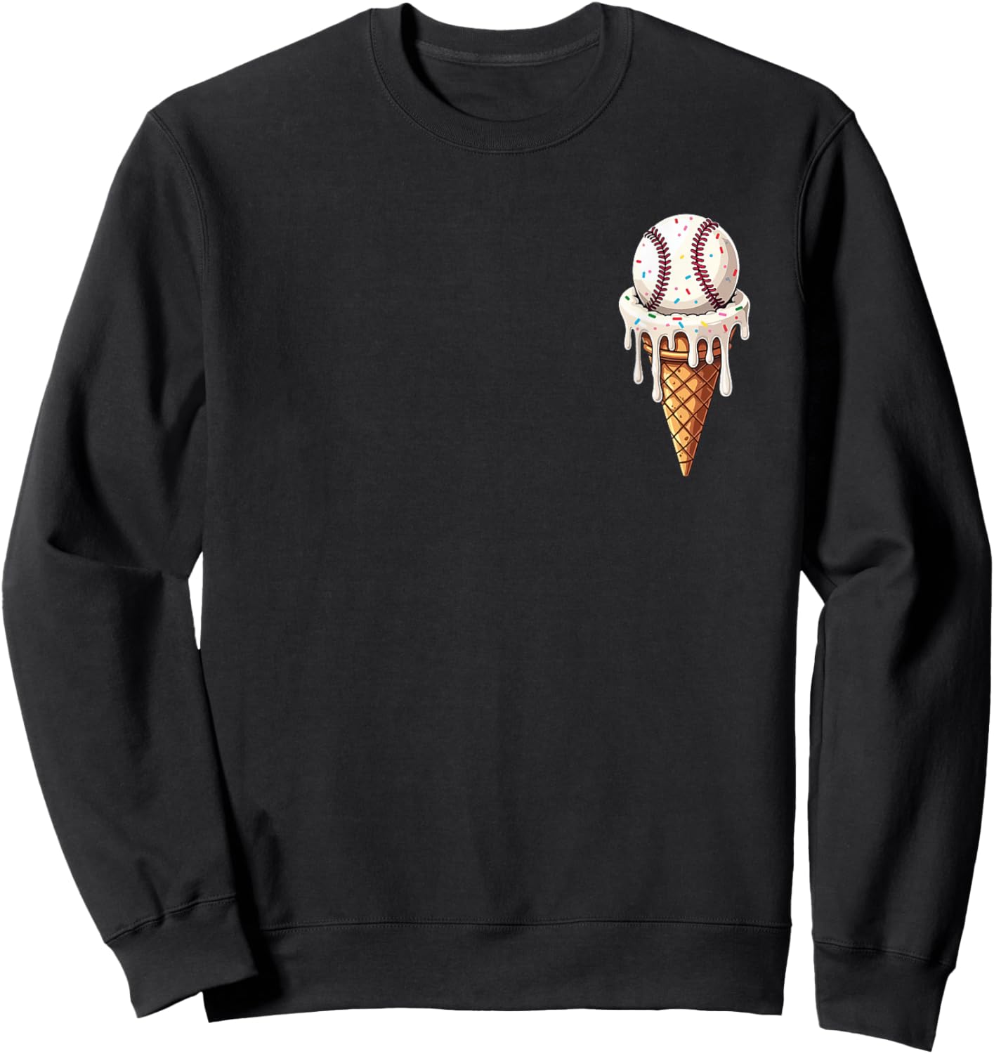 Baseball Drip with Melting Ice Cream Drippy Lovers Sweatshirt - Sweatshirt | Black