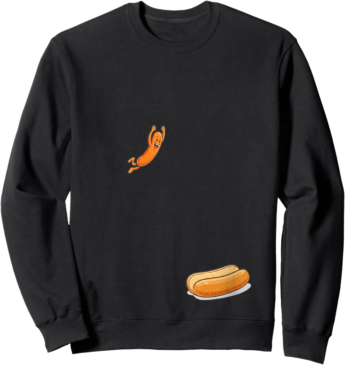 Women's Funny Hotdog High Dive V-Neck Sweatshirt - Sweatshirt | Black
