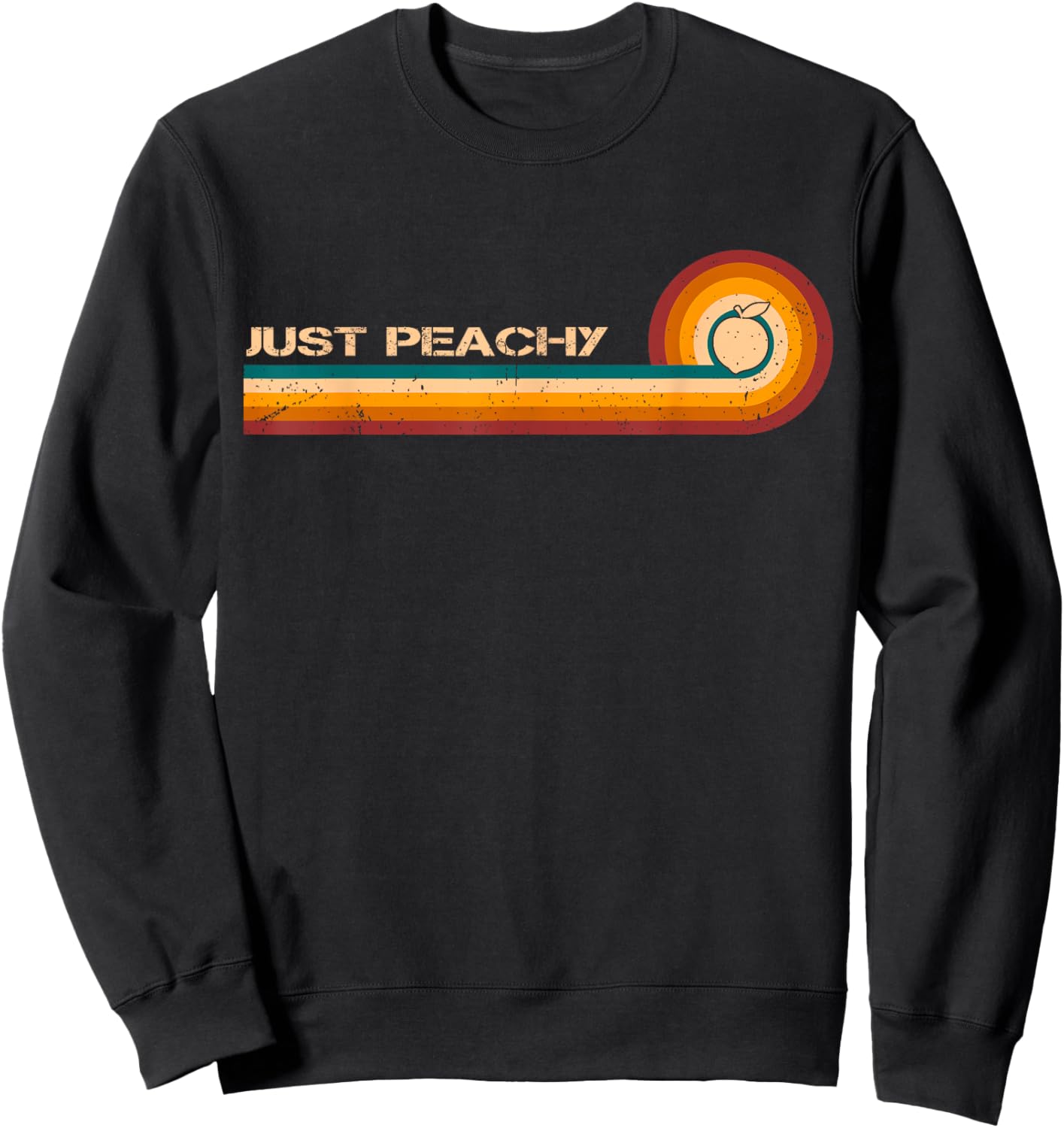 Sarcastic Shirt Retro Stripes Just Peachy Georgia Peaches Sweatshirt - Sweatshirt | Black