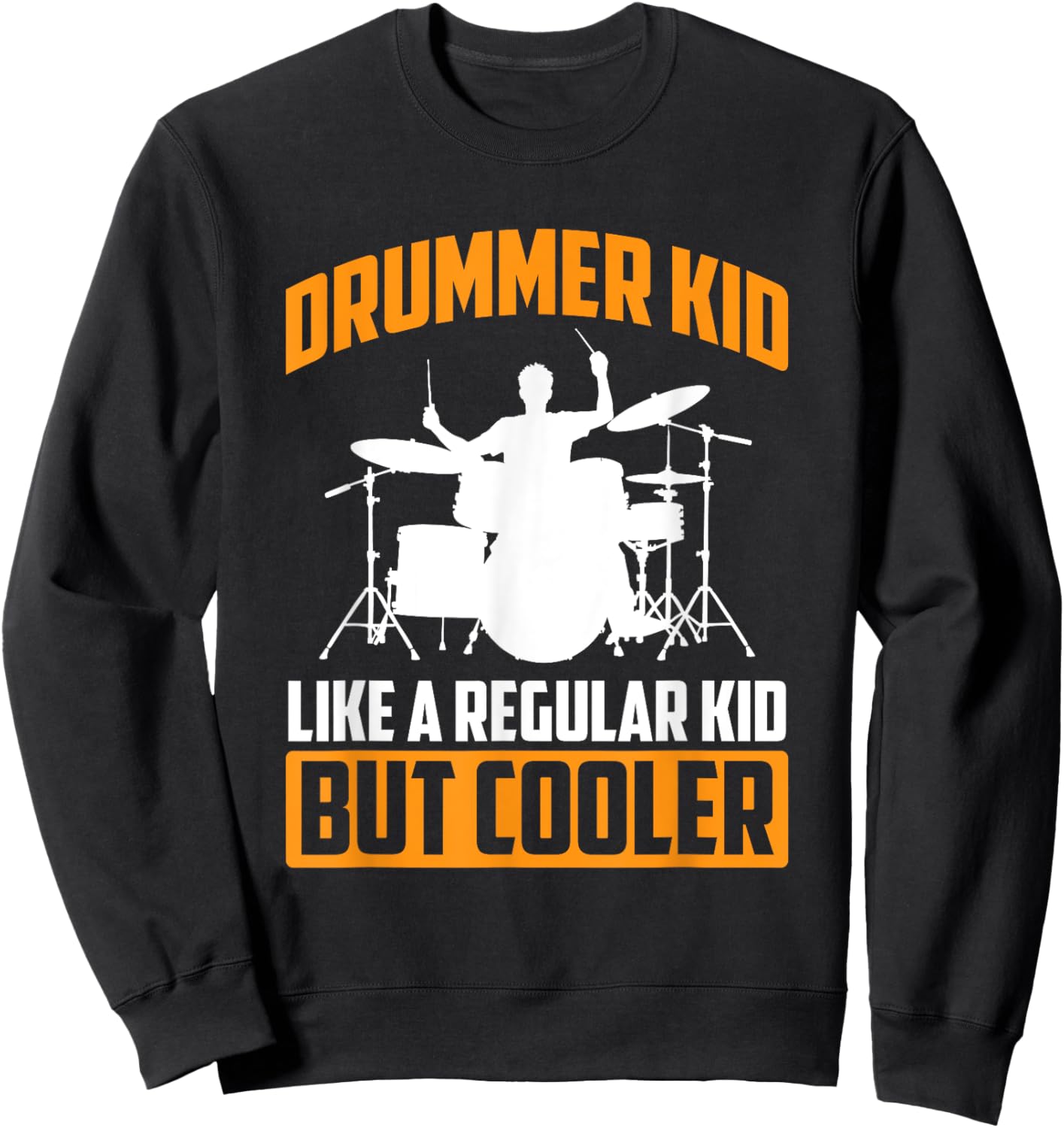 Drummer Kid Drumming Percussionist Drums Kids Boys Retro Sweatshirt - Sweatshirt | Black