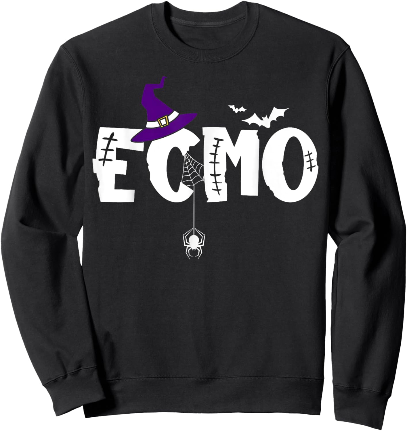 ECMO Nurse Witch Hat Halloween Spooky Costume RN Nurse Sweatshirt - Sweatshirt | Black