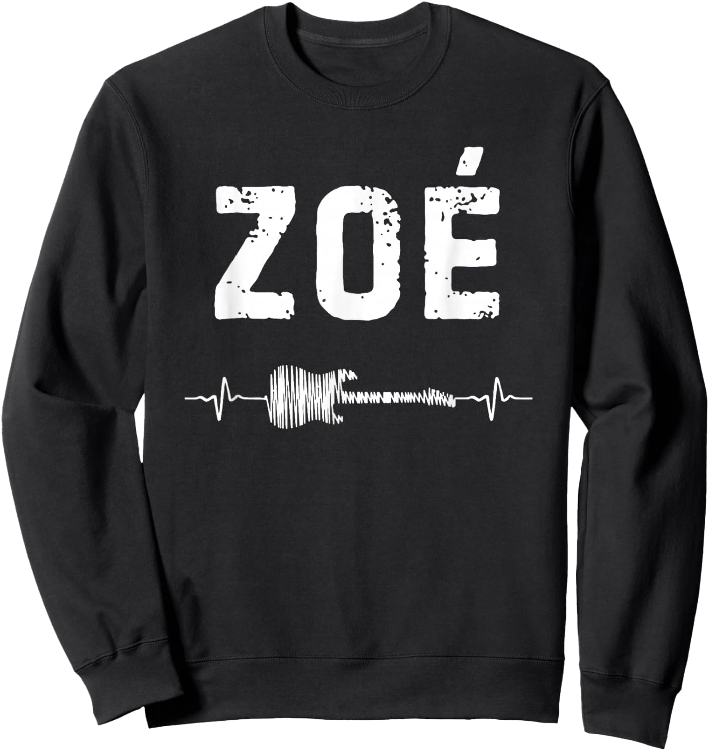 Zoé Guitar Heartbeat Music Guitarist Retro Vintage Sweatshirt - Sweatshirt | Black