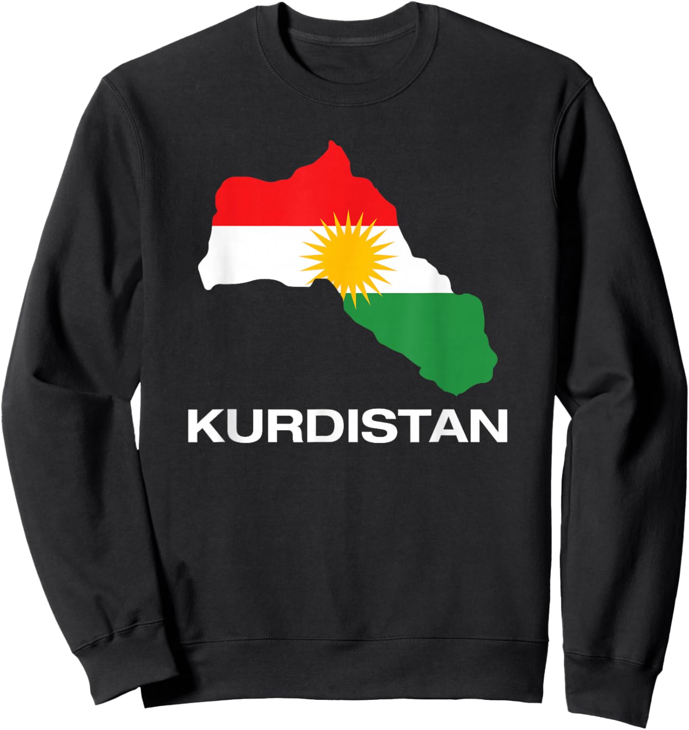 Cool Kurdistan Map with Kurdistan Flag Illustration Graphic Sweatshirt - Sweatshirt | Black