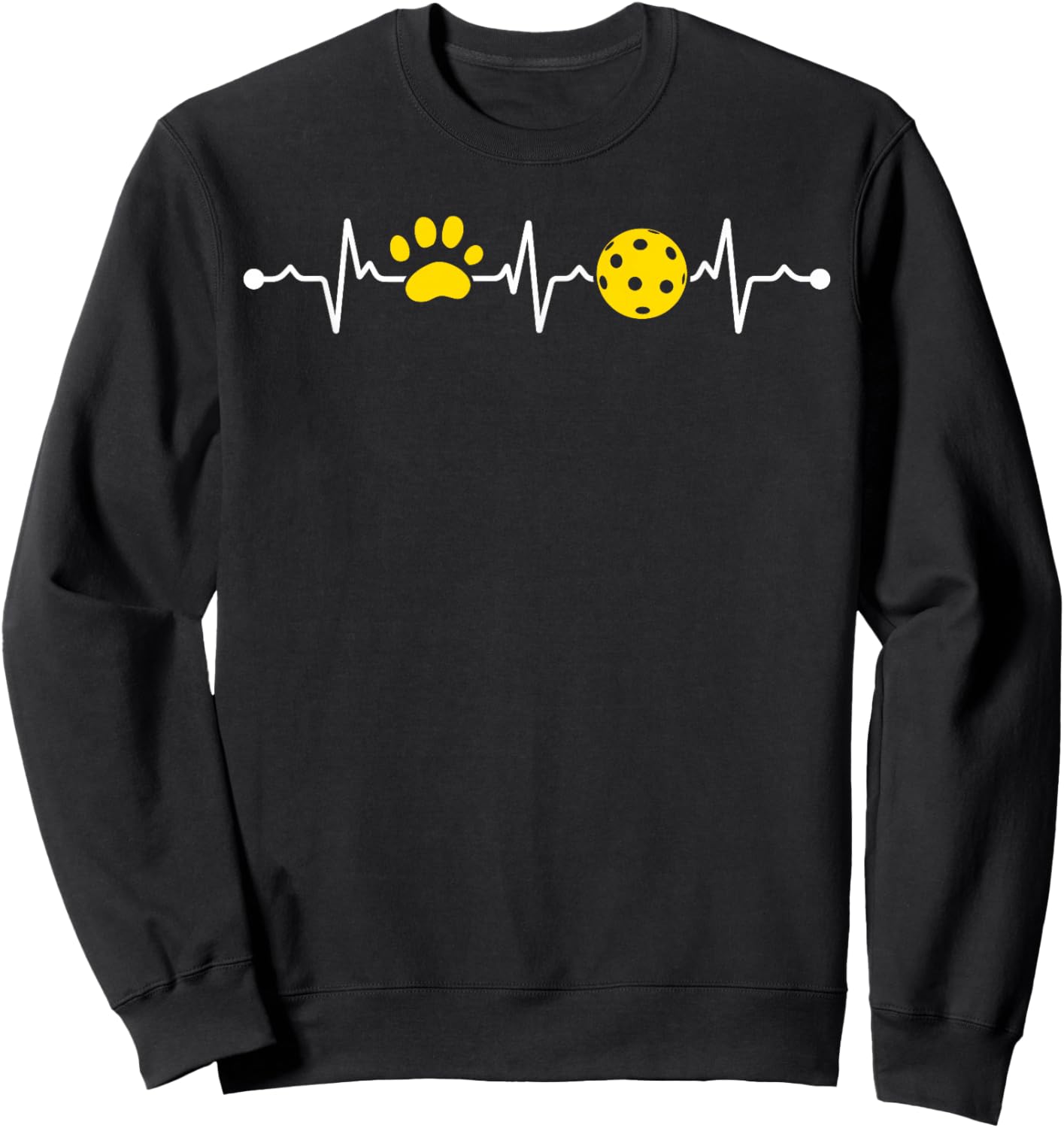 Funny Pickleball Player Heartbeat Dog Paw Heartbeat Sweatshirt - Sweatshirt | Black