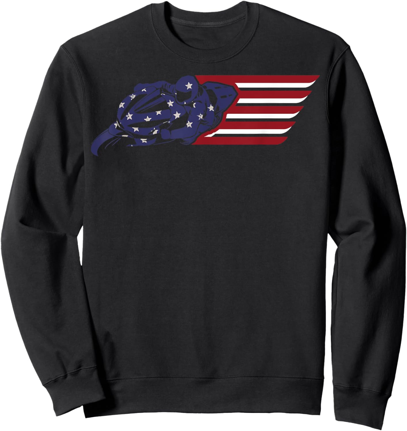 American Flag Super Bike Moto GP 4th of July Dirt Bikers Sweatshirt - Sweatshirt | Black