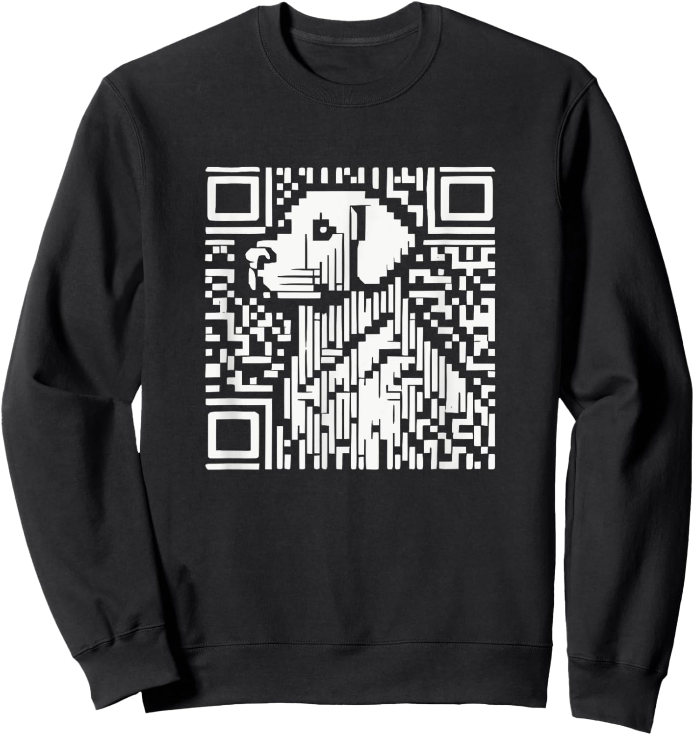 Pixelated QR Dog Code Sweatshirt - Sweatshirt | Black