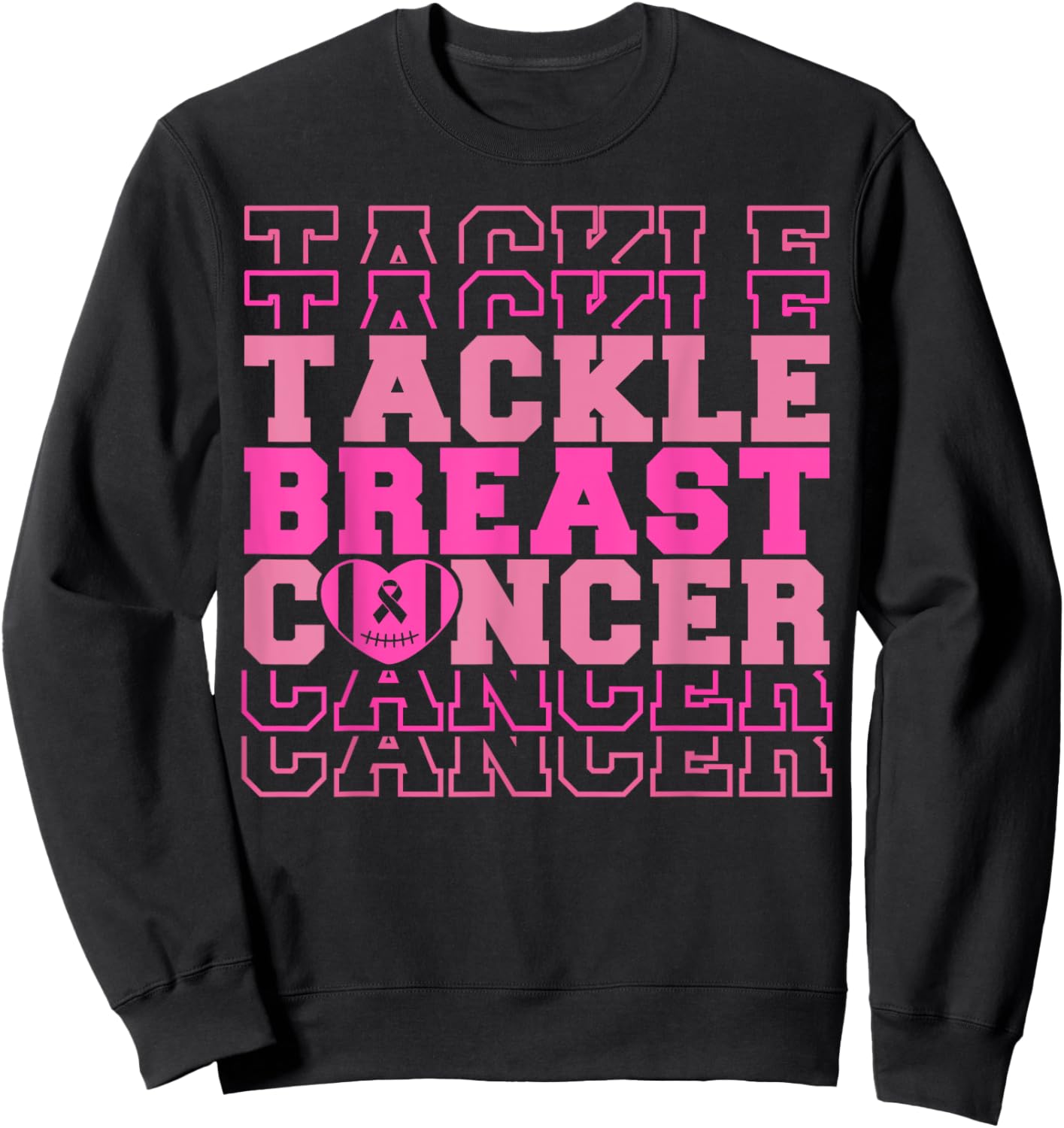 Tackle Football Breast Cancer Awareness Ribbon Boy Kids Sweatshirt - Sweatshirt | Black