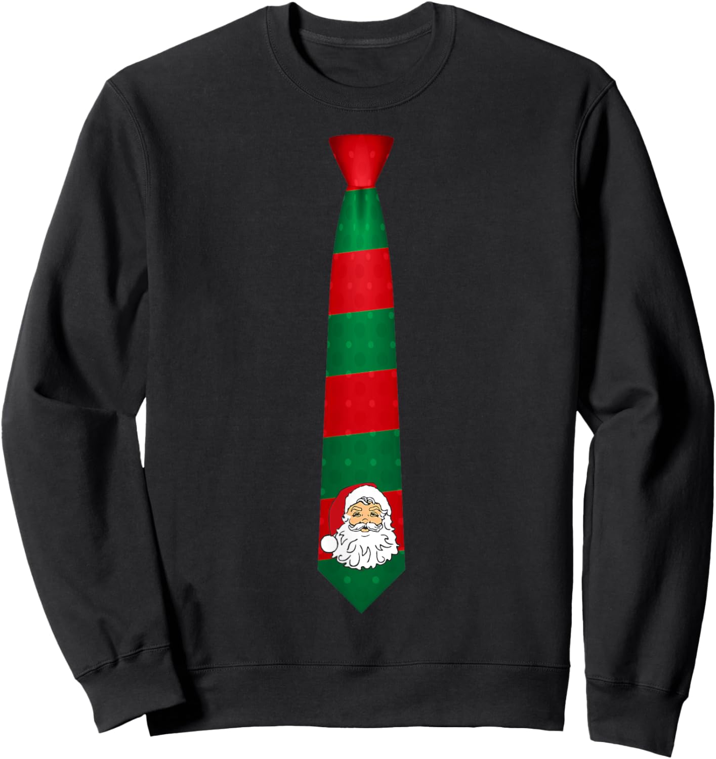 Santa Christmas Tie, Necktie Funny Dress Xmas Graphic Sweatshirt - Sweatshirt | Black
