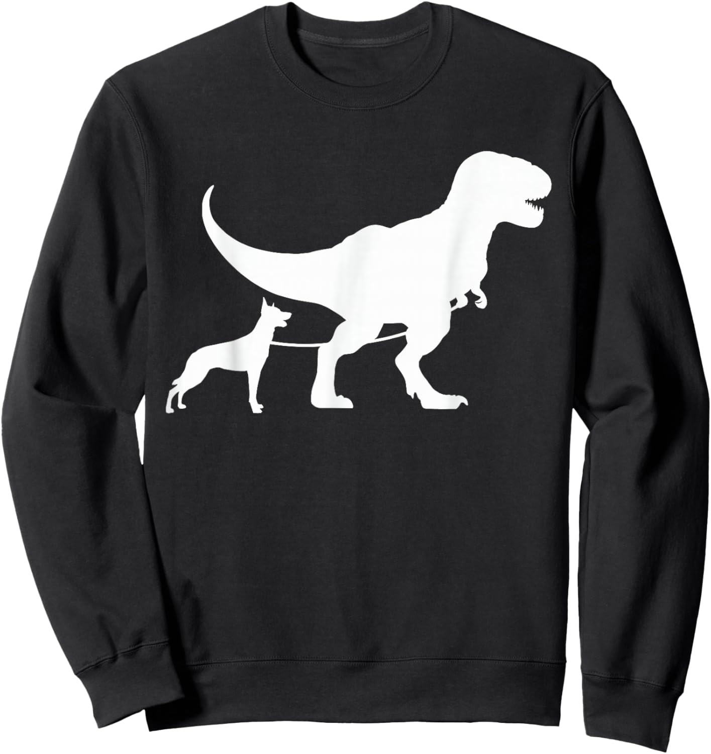 T-Rex Walking a Dog Funny Belgian Malinois Dad Dog Lovers Men Women Kids Sweatshirt - Sweatshirt | Black