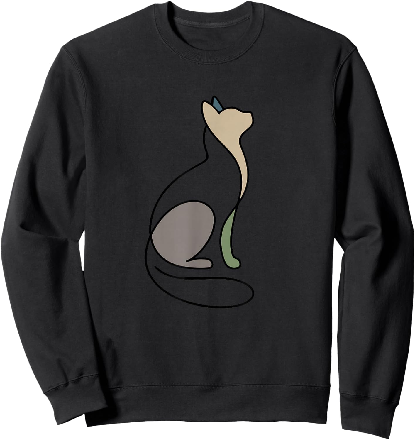Minimalist Cat Design in Neutral Modern Tones Sweatshirt - Sweatshirt | Black
