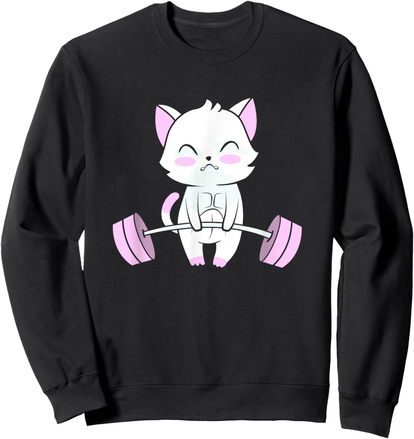 Deadlift Gym Lover Cute Cat Powerlifting Women Kids Sweatshirt - Sweatshirt | Black