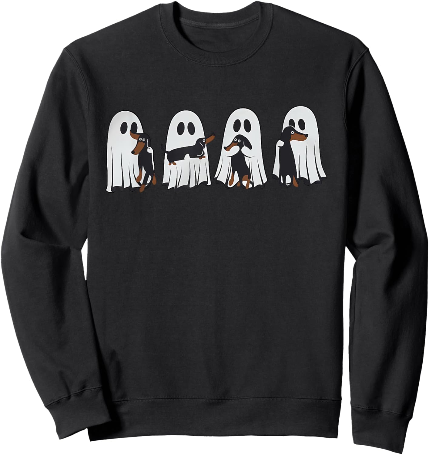 Cute Ghost Holding Dachshund Halloween Shirt Dachshund Sweatshirt - Sweatshirt | Black