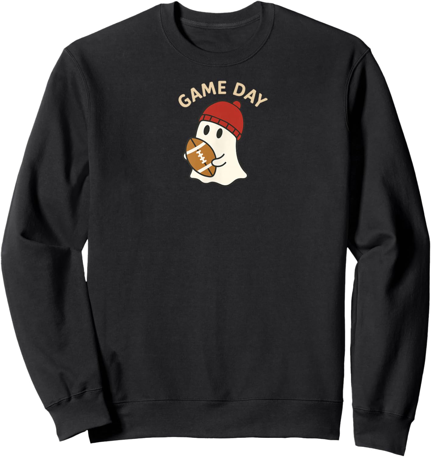 Cute Ghost Game Day American Football Lover Touchdown Season Sweatshirt - Sweatshirt | Black