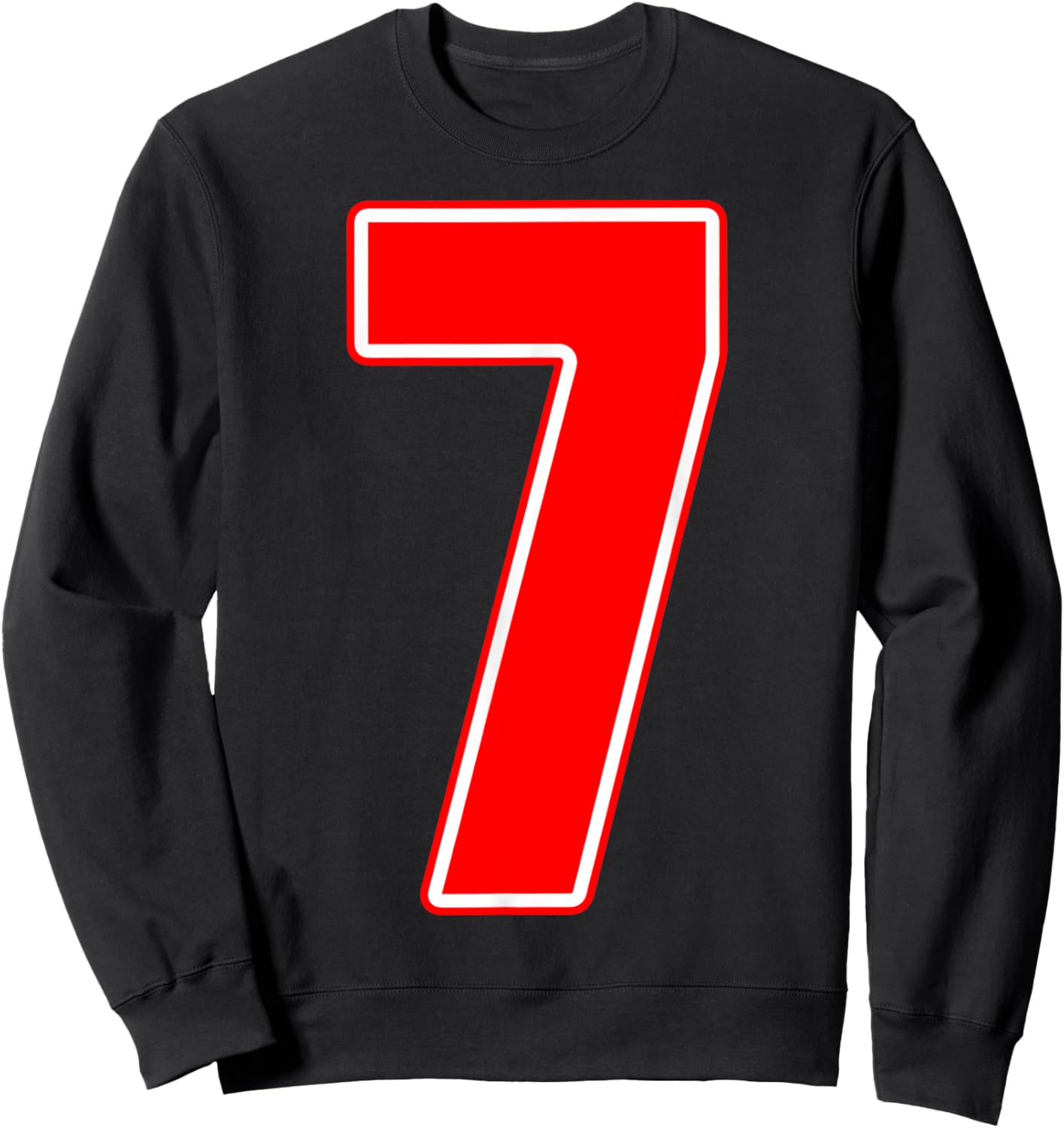 Red Sports Team Number #7 Sweatshirt - Sweatshirt | Black