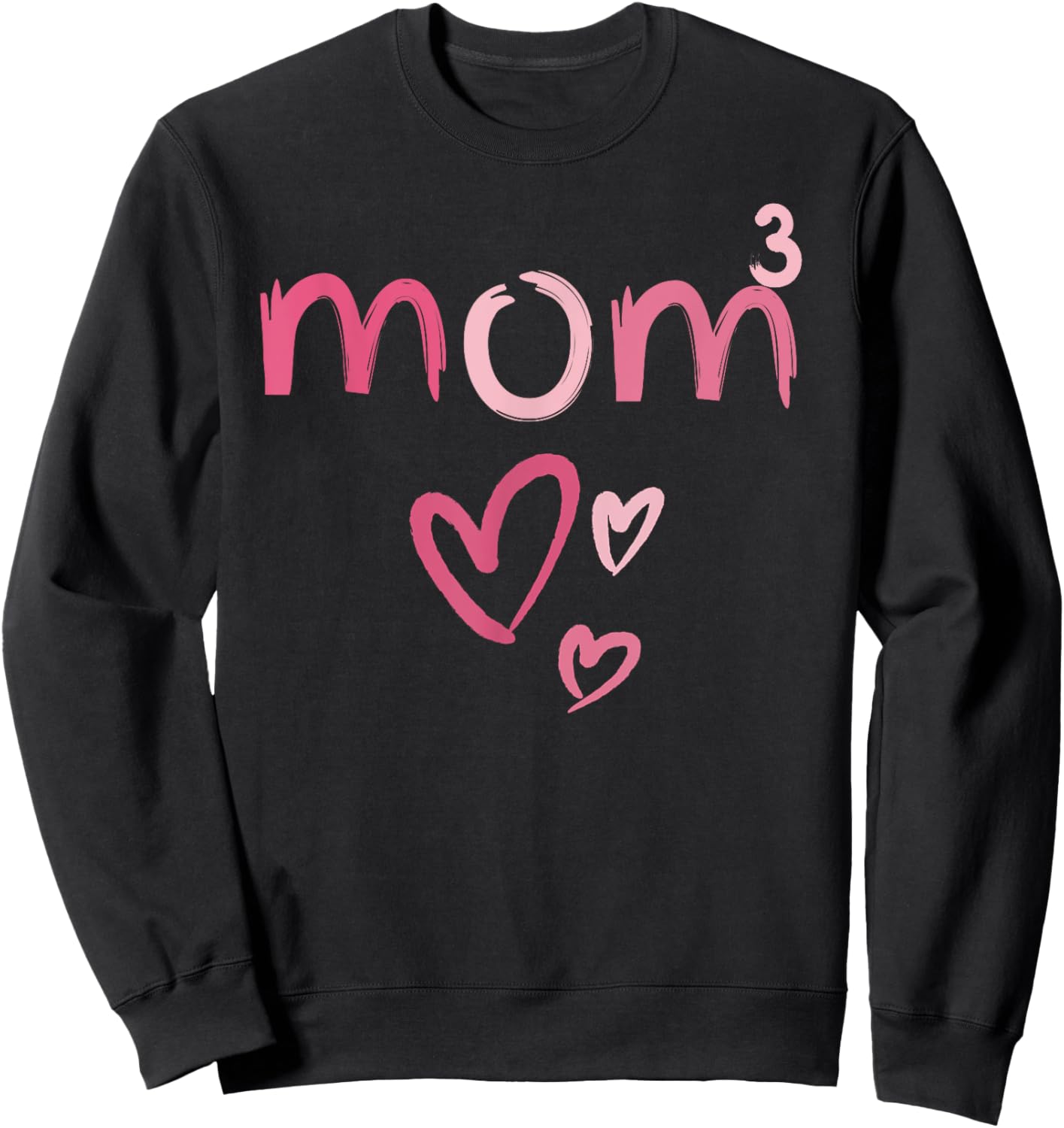 Mom3 Heart Mother of Three Mama of 3 Gifts Mothers Day Sweatshirt - Sweatshirt | Black
