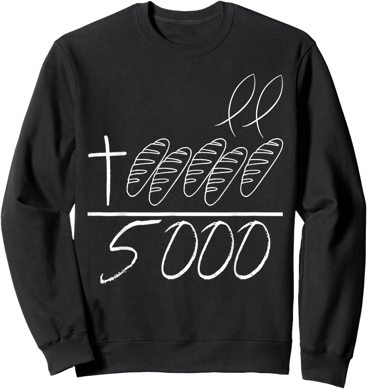 Jesus 2 Fishes 5 Breads 5000 Chosen Against The Current Sweatshirt - Sweatshirt | Black