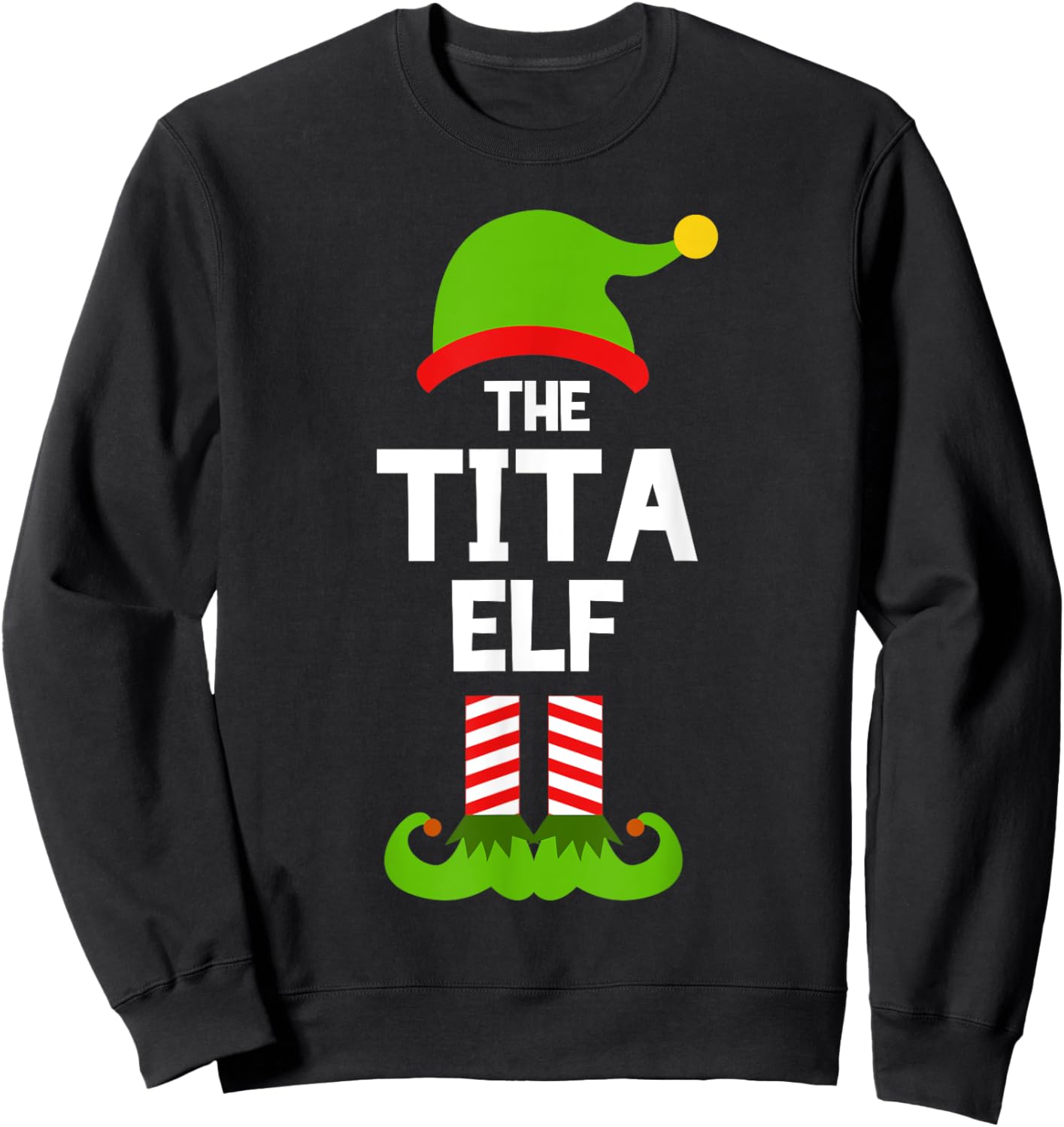 Family Tita Elf Christmas Matching Pajama Funny Sweatshirt - Sweatshirt | Black