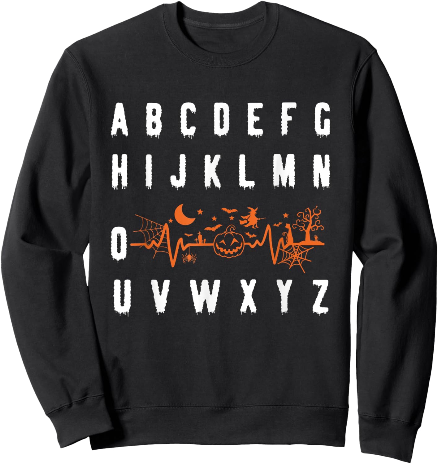 PQRST Alphabet Heartbeat Halloween nurse Sweatshirt - Sweatshirt | Black