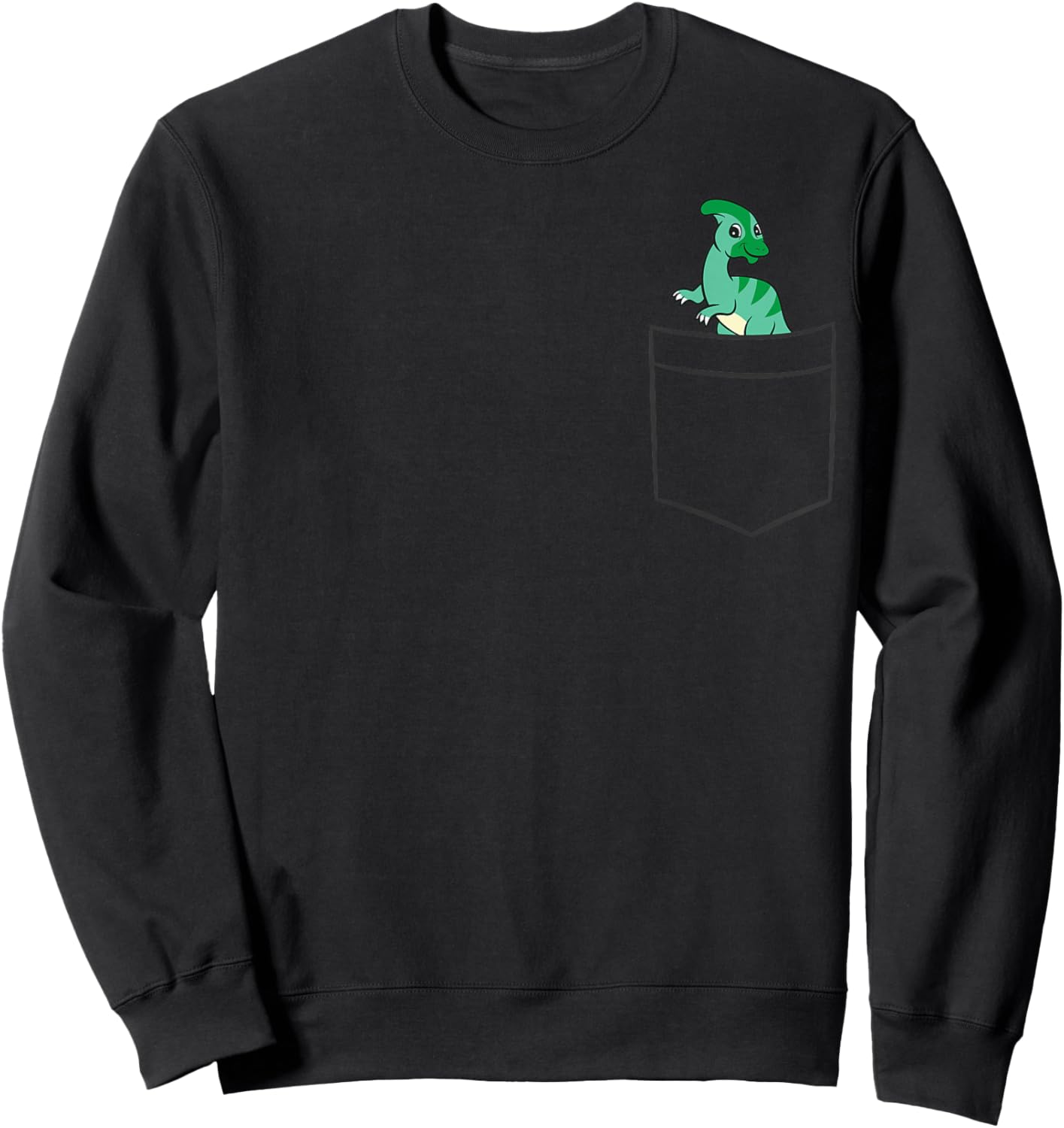 Parasaurolophus Dinosaur In A Pocket Sweatshirt - Sweatshirt | Black