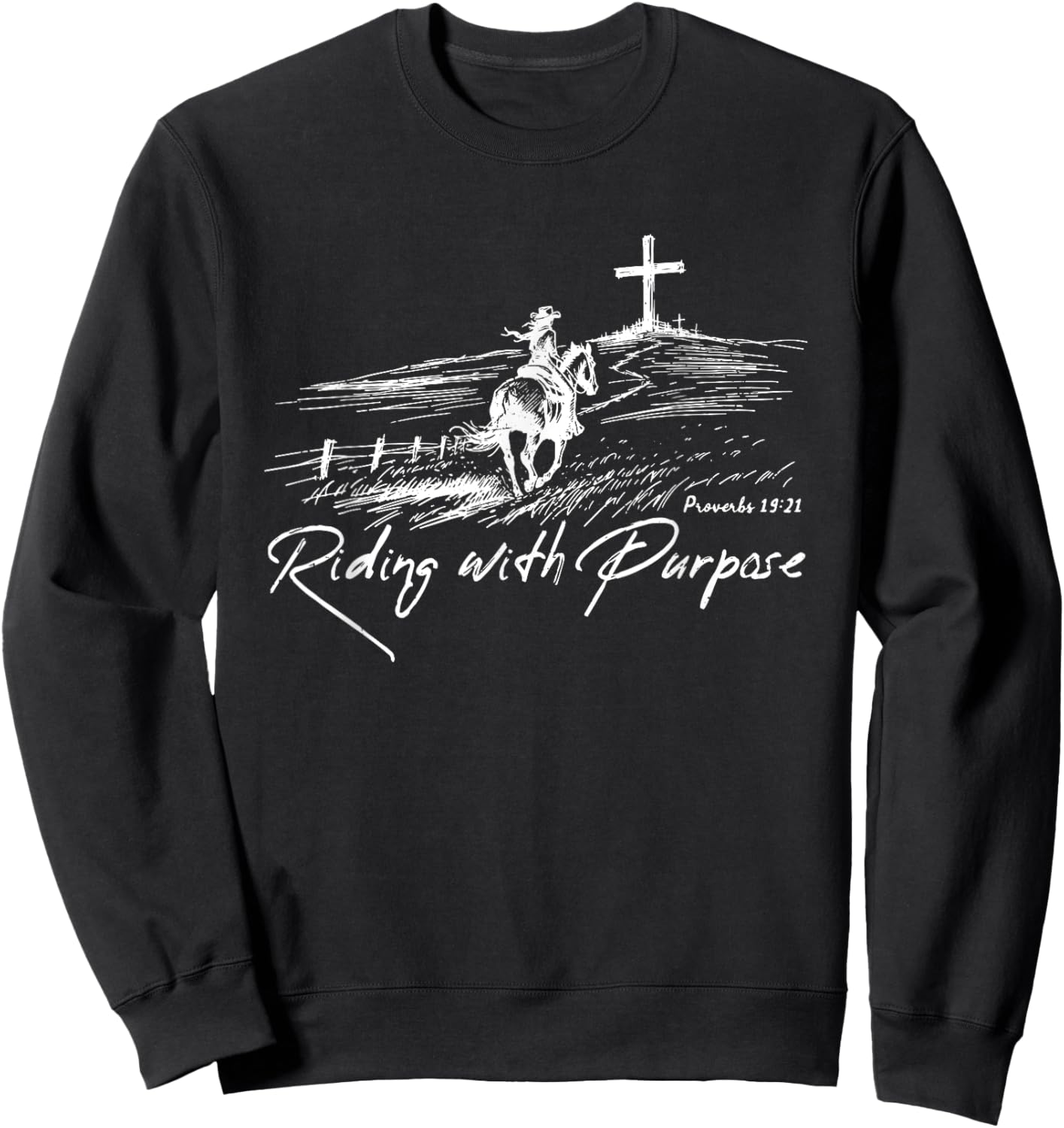 Riding with Purpose Western Cowgirl Faith Sweatshirt - Sweatshirt | Black