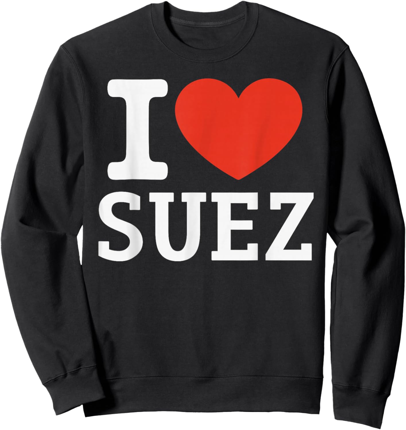 I Love SUEZ City Heart Graphic Souvenir Travel Sweatshirt - Sweatshirt | Black
