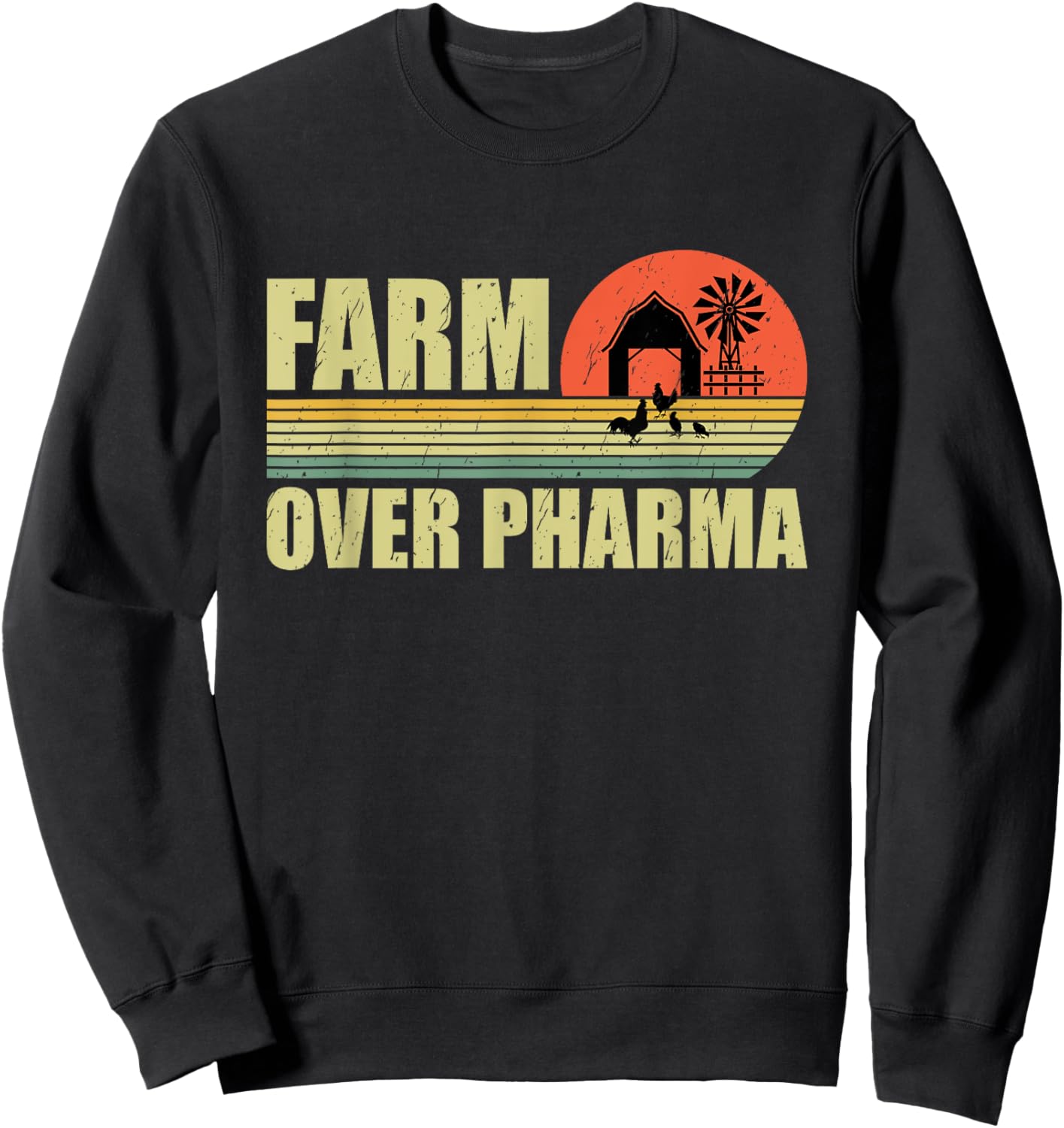 Farm Over Pharma Family Farming Mom Dad Grandpa Vintage Sweatshirt - Sweatshirt | Black