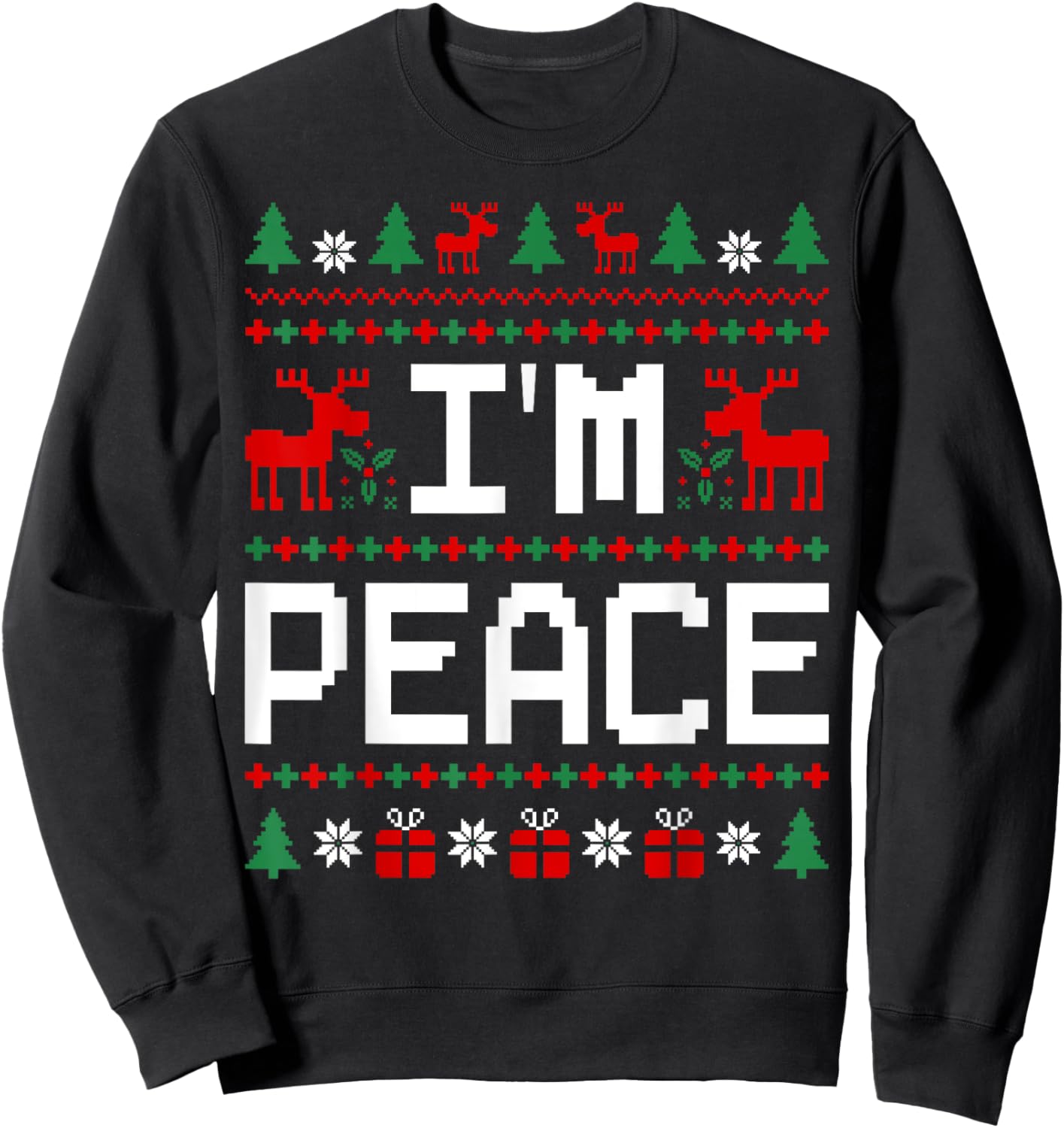 Couples Ugly Christmas Sweaters I Come In Peace I'm Peace Sweatshirt - Sweatshirt | Black