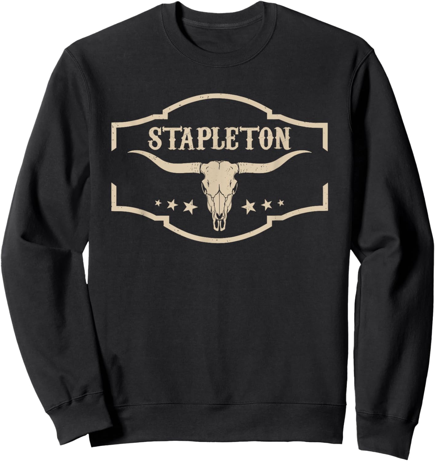 Country Graphic Bull Skull Cowboy Western Stapleton Name Sweatshirt - Sweatshirt | Black