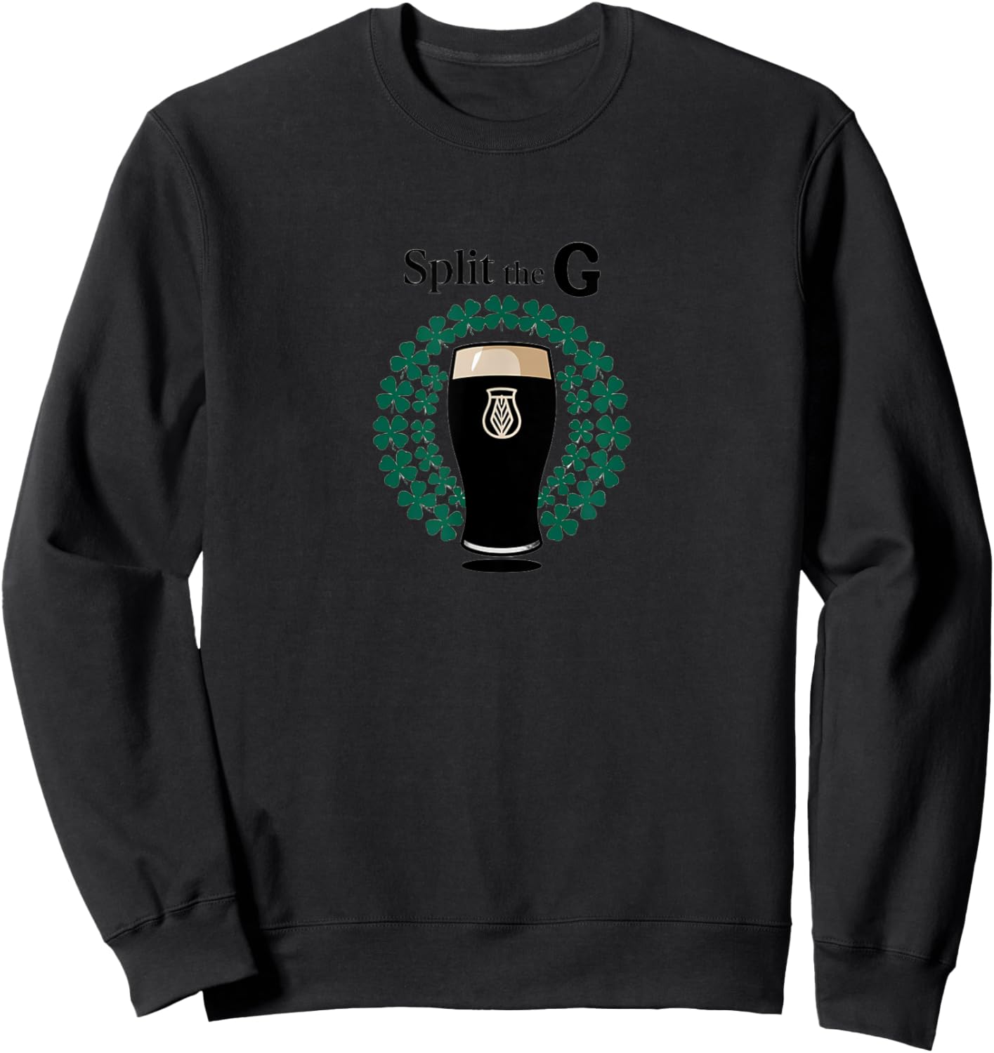 Irish Beer Split The G Shamrock Pint Sweatshirt - Sweatshirt | Black
