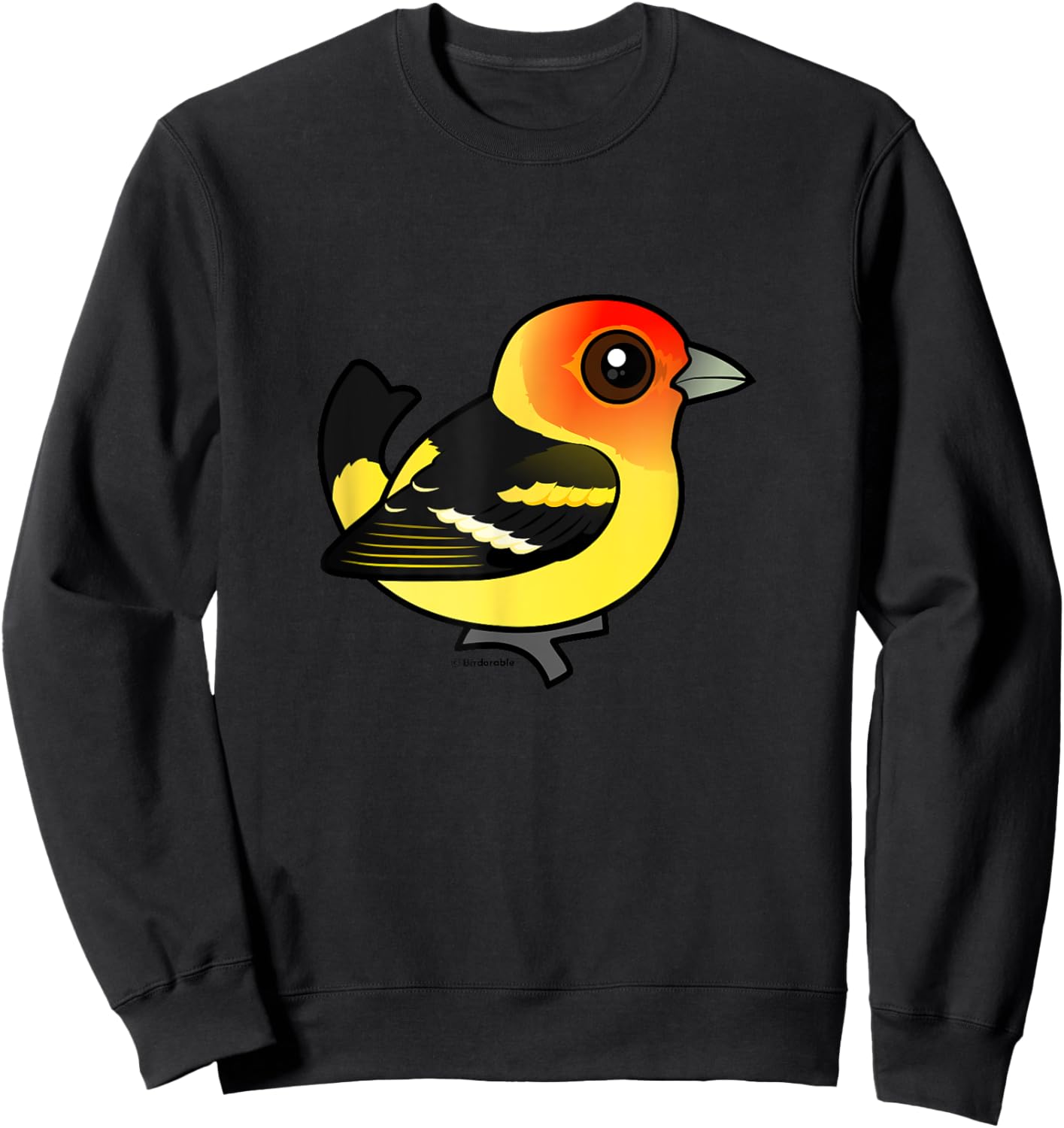 Cute Cartoon Western Tanager Birdorable Bird Species Sweatshirt - Sweatshirt | Black