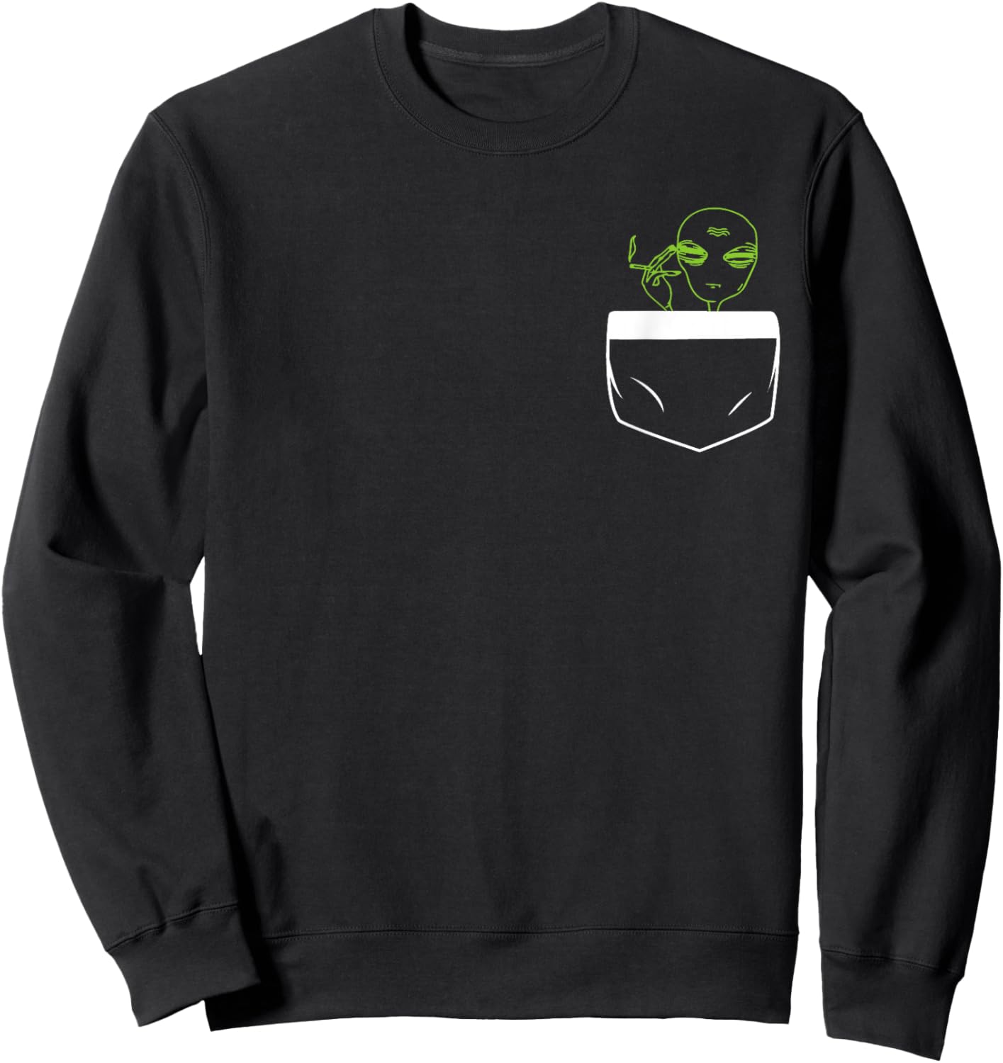 Retro Alien Pocket UFO Extraterrestrial Space Women Sweatshirt - Sweatshirt | Black