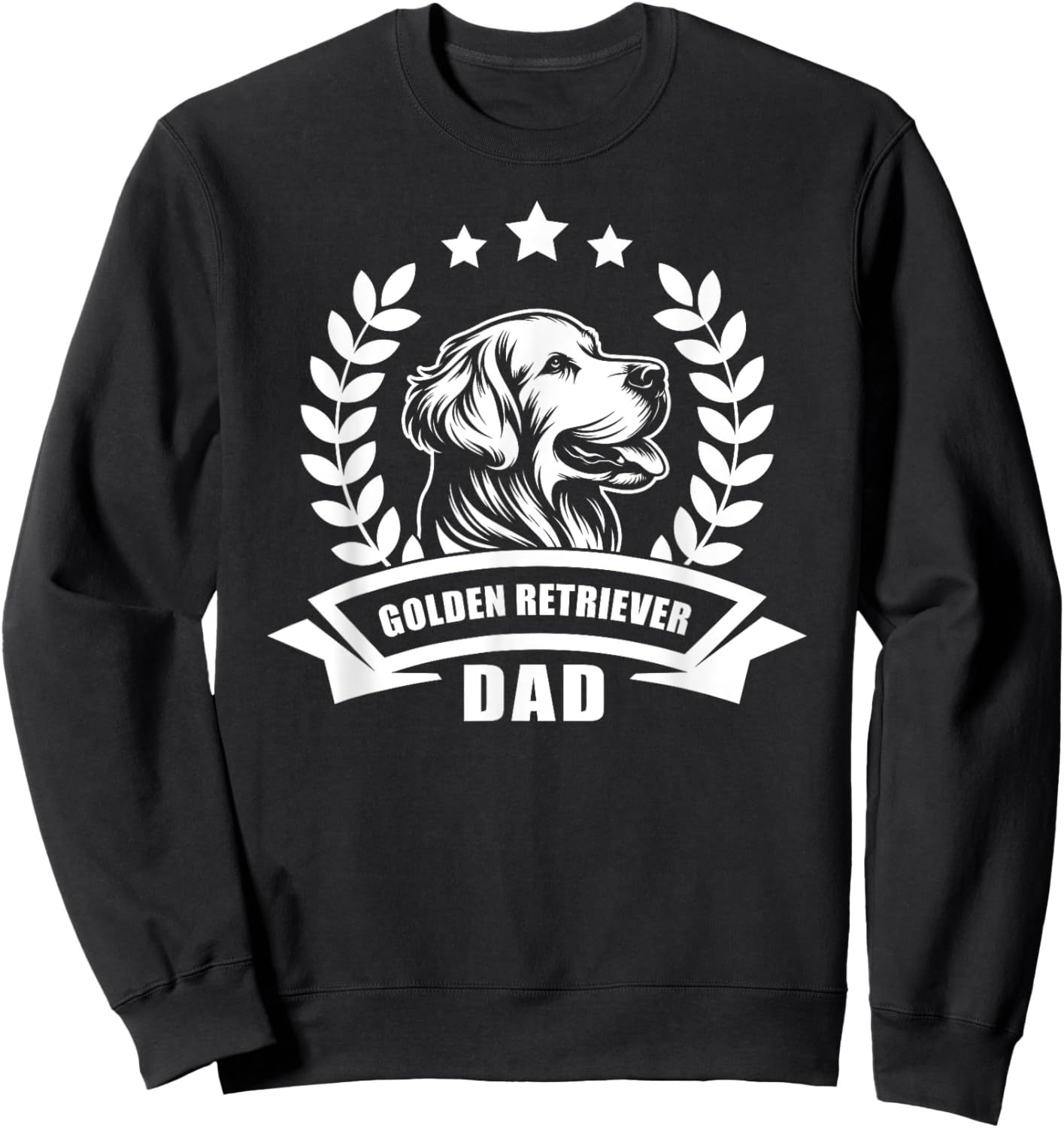 Golden Retriever Dad - With Banner and Ear Wreath Sweatshirt - Sweatshirt | Black