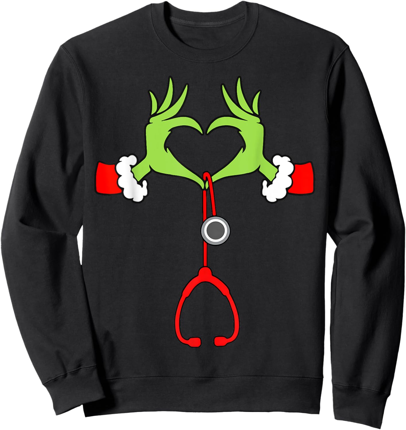 Nurse Christmas Stethoscope Nurses Xmas Pajamas PJs Women Sweatshirt - Sweatshirt | Black