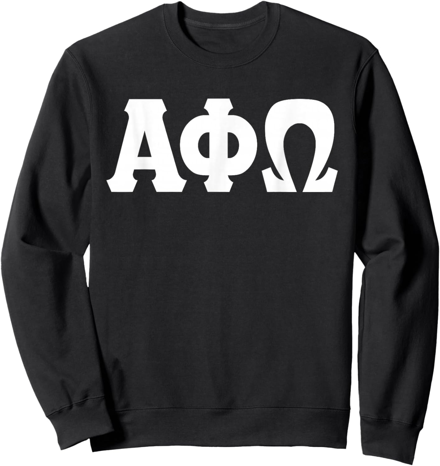 Licensed Alpha Phi Omega Classic Full Letter White Sweatshirt - Sweatshirt | Black